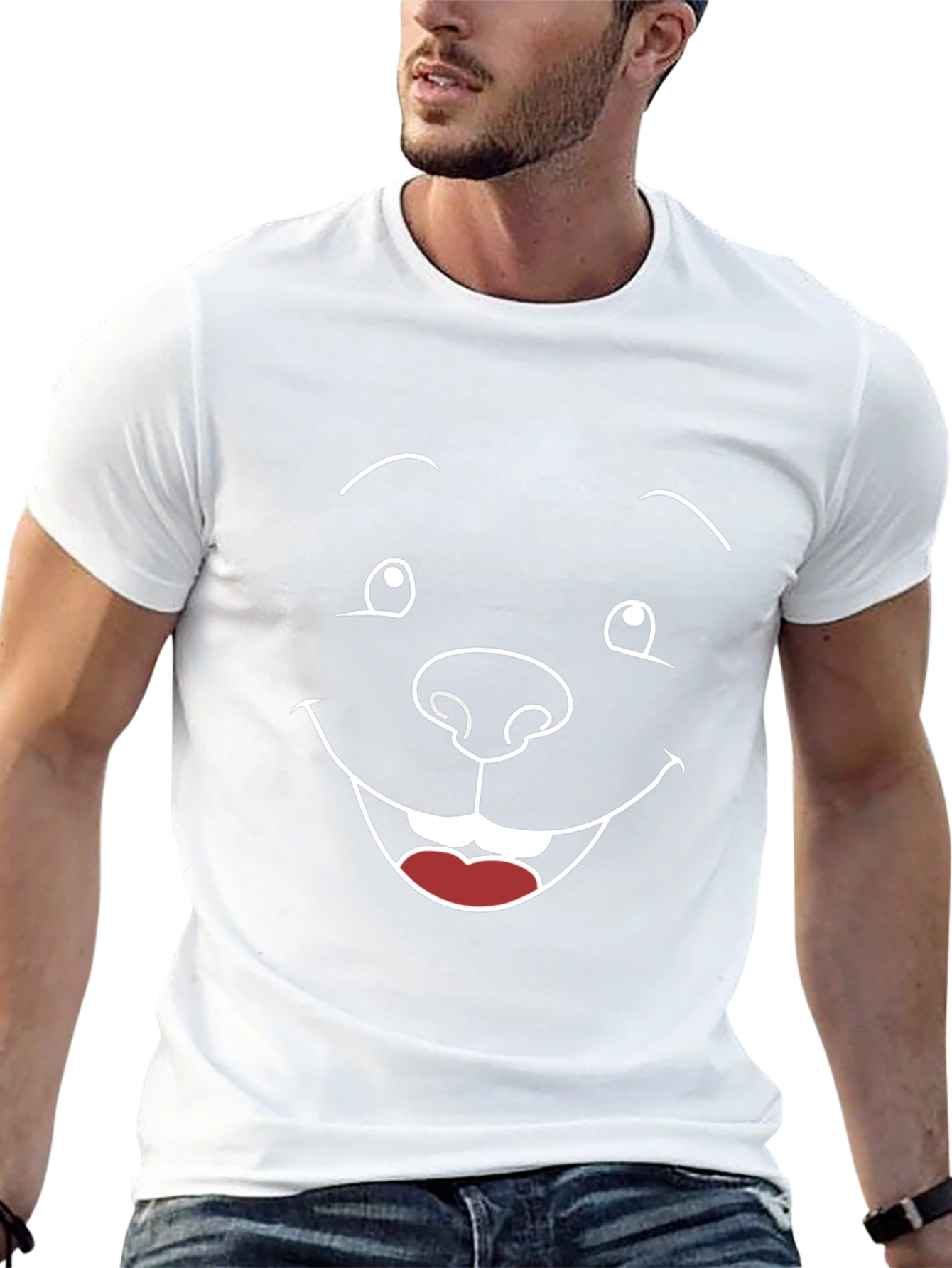 Funny Cartoon Face Graphic Black T-Shirt