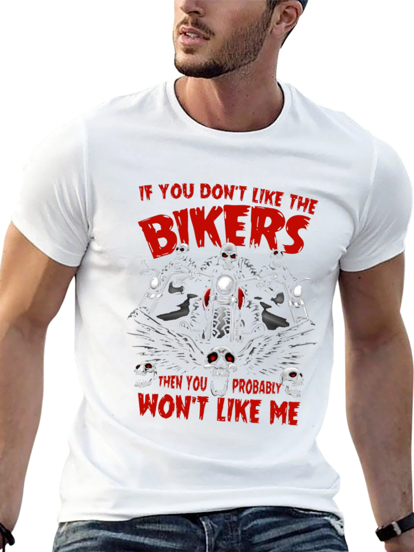 Biker Skull Graphic T-Shirt - Edgy Ride Apparel