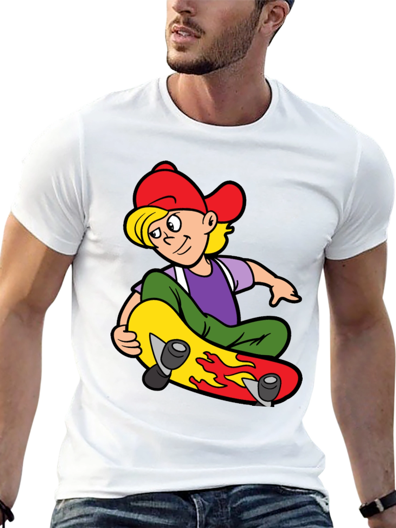 Skateboarding Boy Graphic Tee - Cool Black T-Shirt