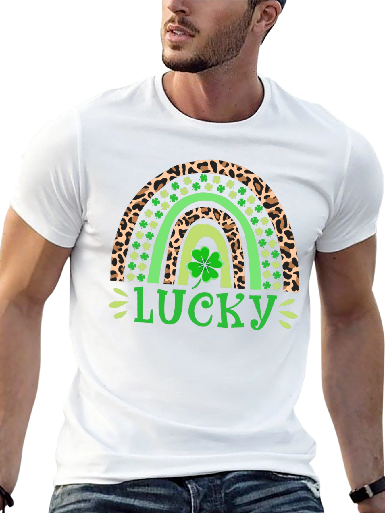 Lucky Leopard Rainbow St. Patricks Day T-Shirt
