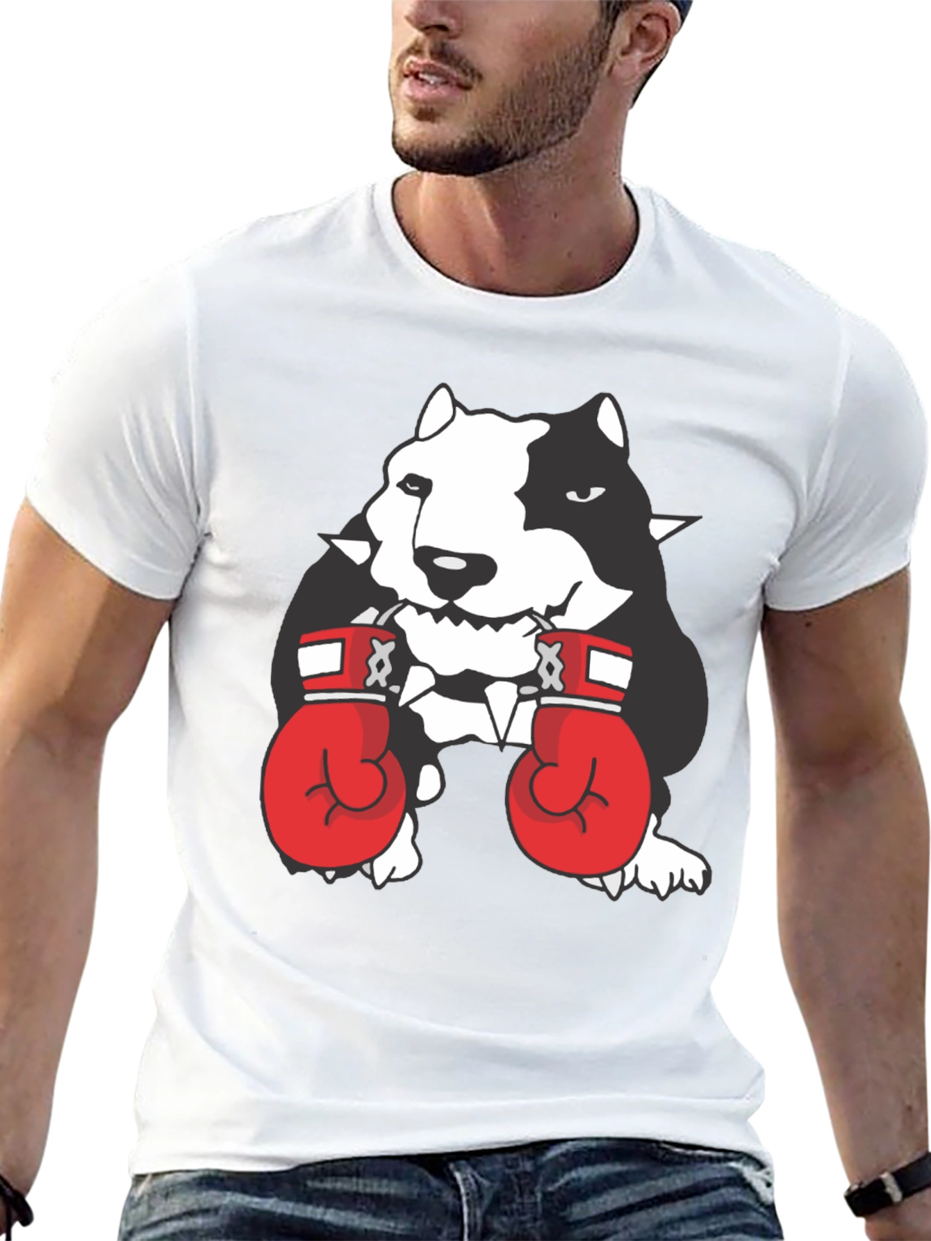 Dog Boxer Graphic Tee - Black Cotton T-Shirt
