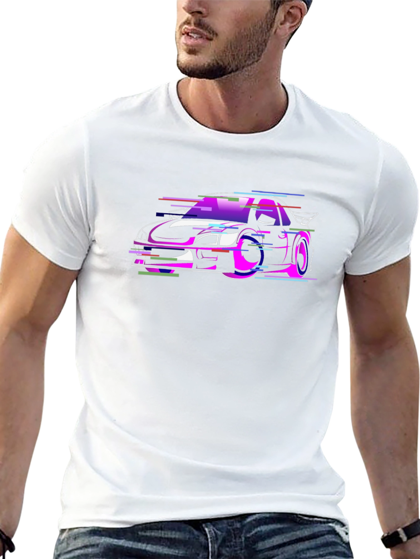 Vaporwave Car Graphic Black T-Shirt