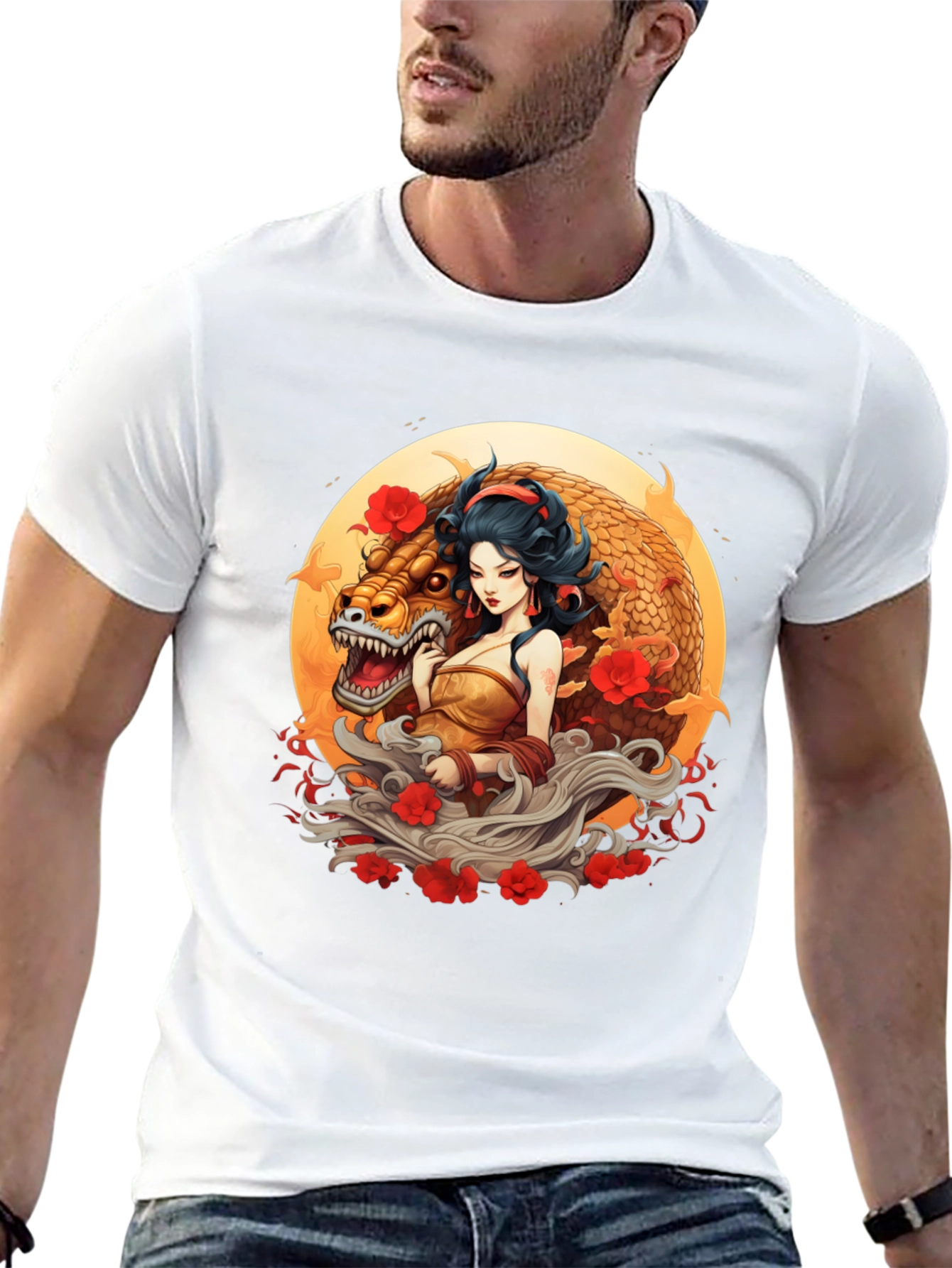 Dragon Goddess Graphic Tee - Unique Art Design