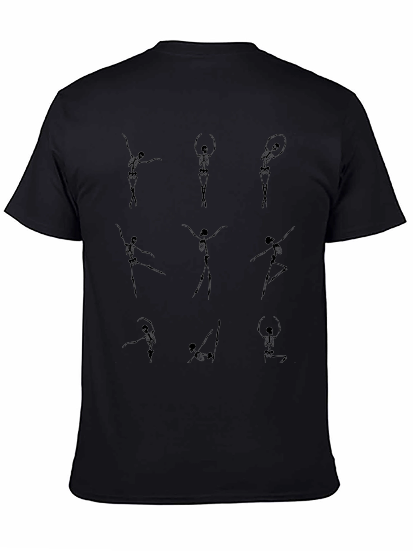 Dancing Skeletons Graphic Tee - Black Cotton Casual