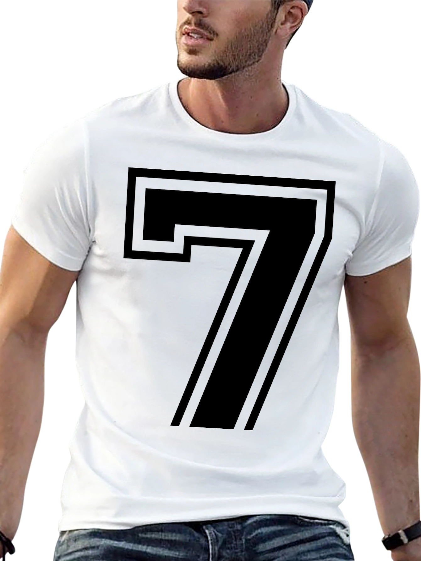 Bold Number 7 Graphic Tee - Stylish Black T-Shirt