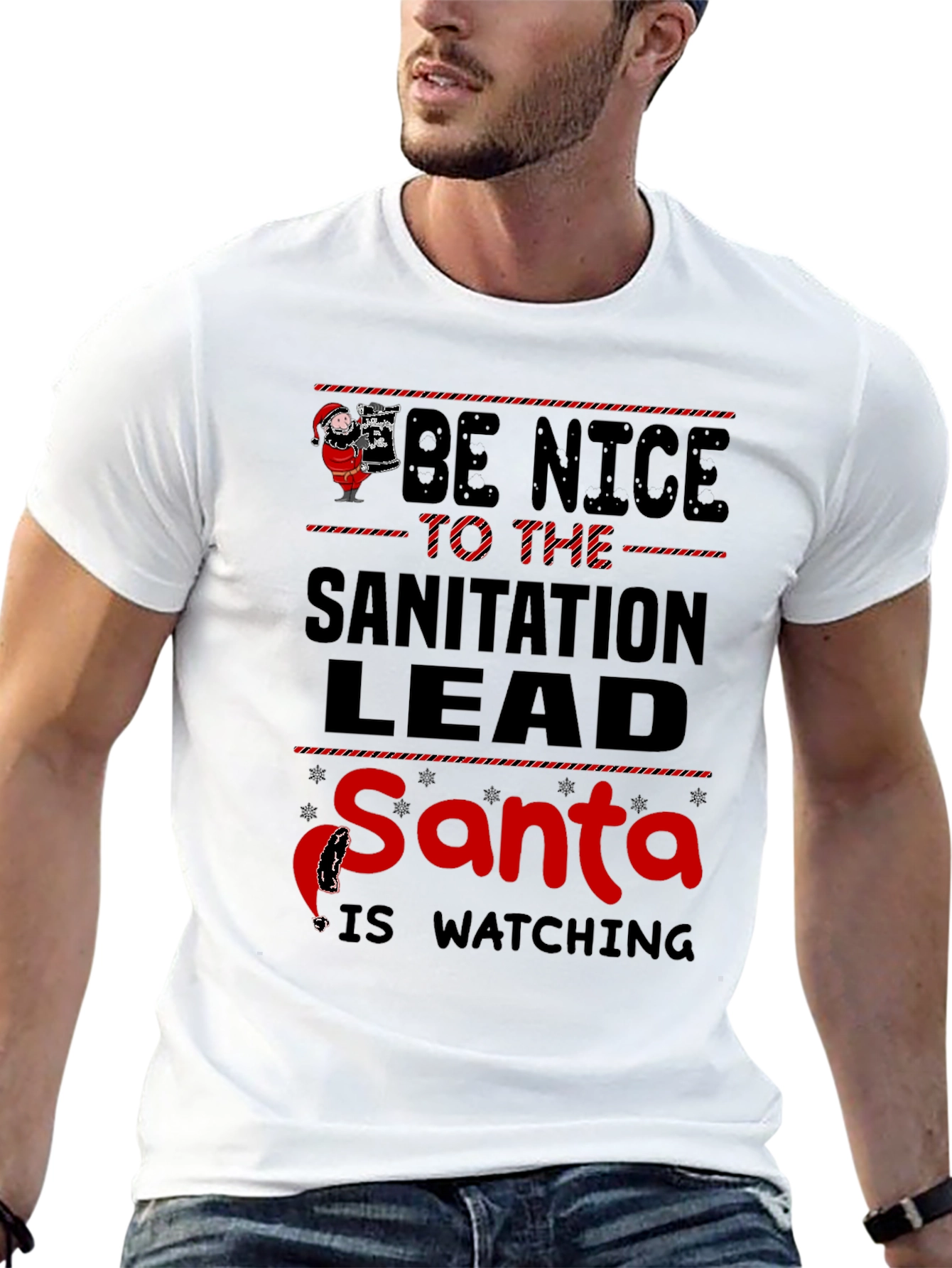Be Nice to the Sanitation Lead Santa T-Shirt
