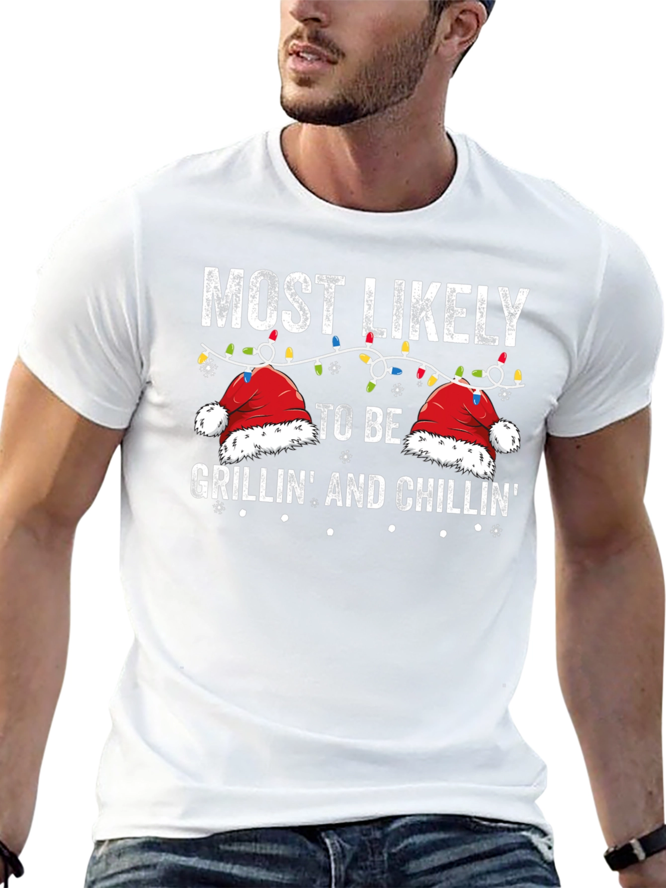 Grillin and Chillin Christmas Graphic T-Shirt