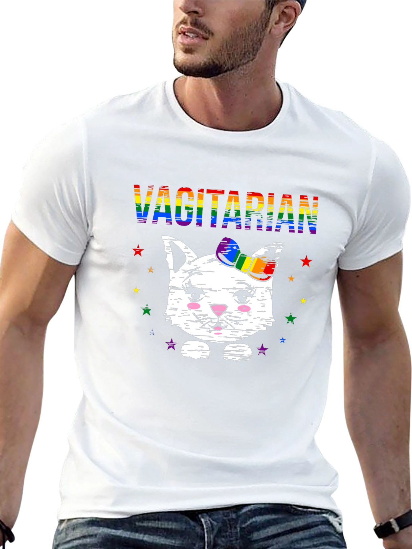 Vagitarian Cat T-Shirt - Rainbow LGBTQ Pride