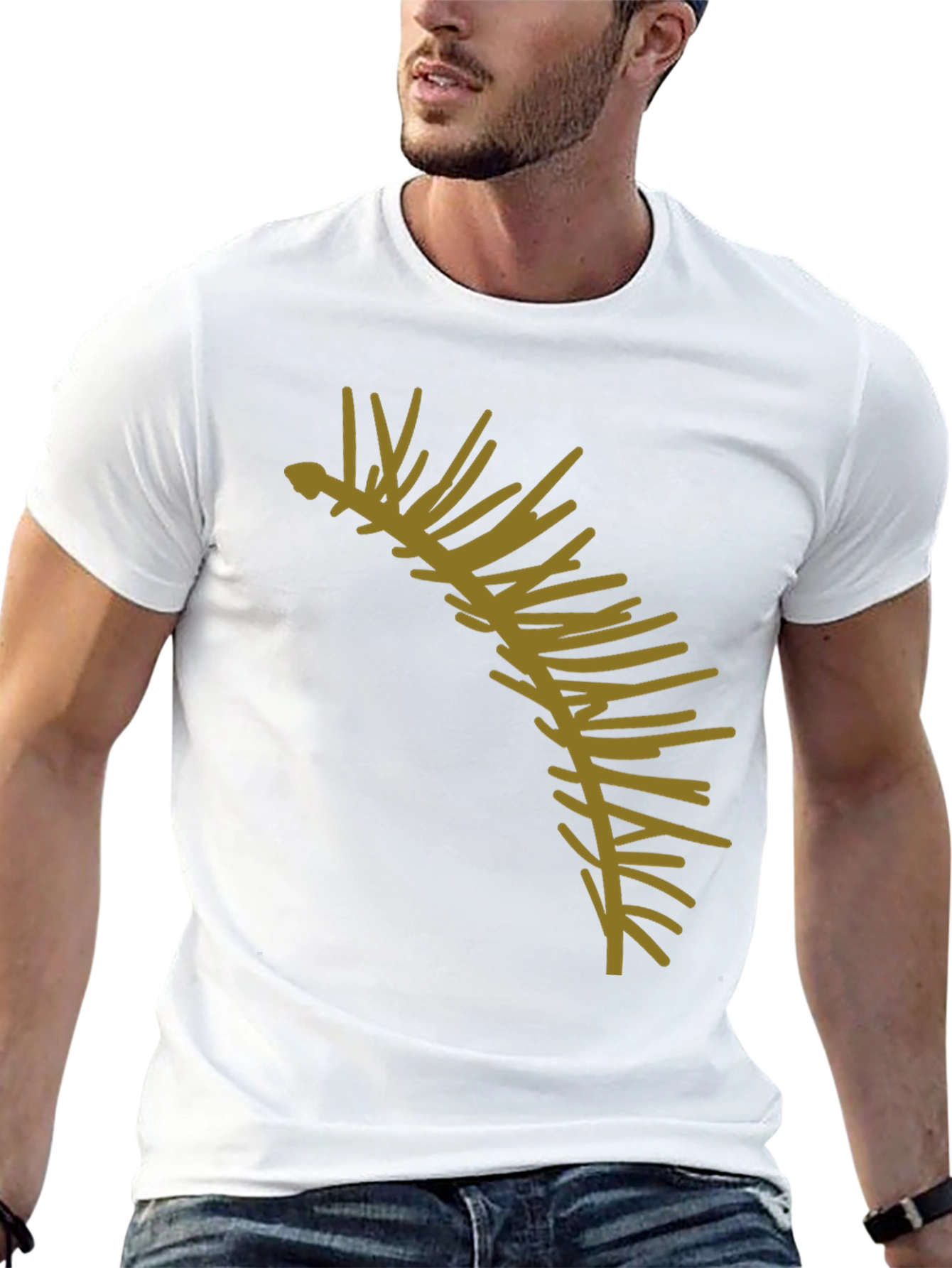 Stylish Black T-Shirt with Abstract Branch Graphic