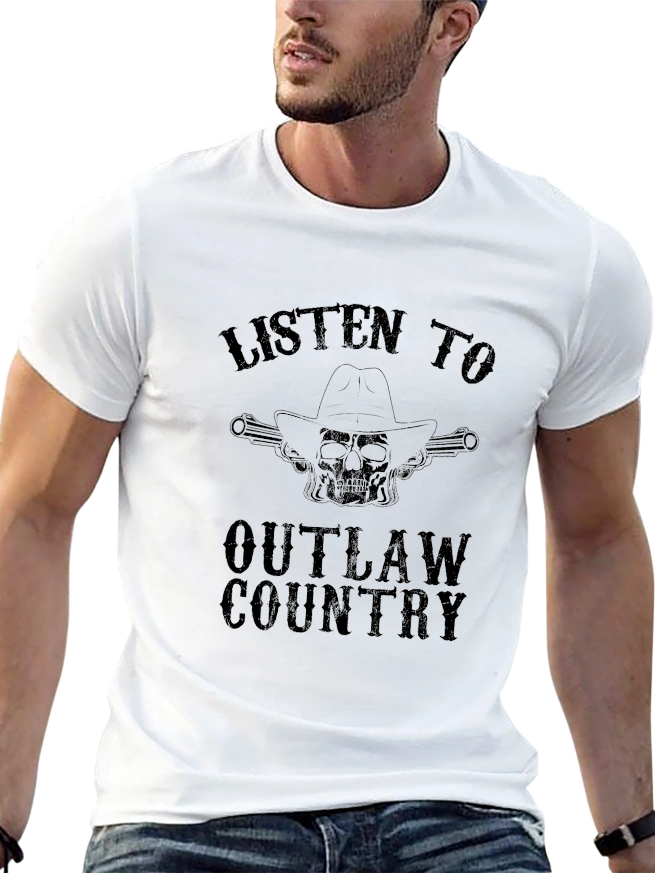 Outlaw Country Graphic Tee - Black Cotton T-Shirt