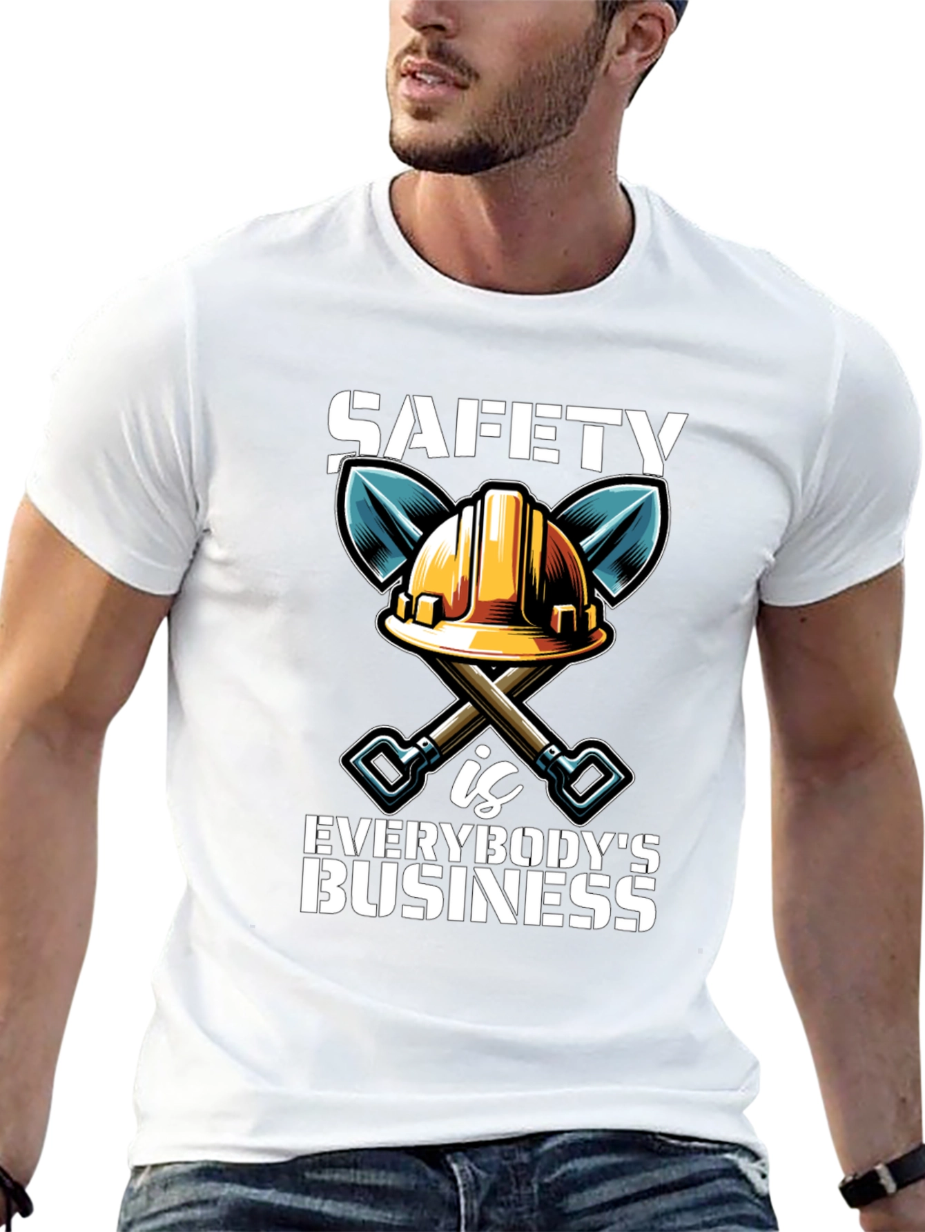 Safety First T-Shirt Hard Hat & Shovels