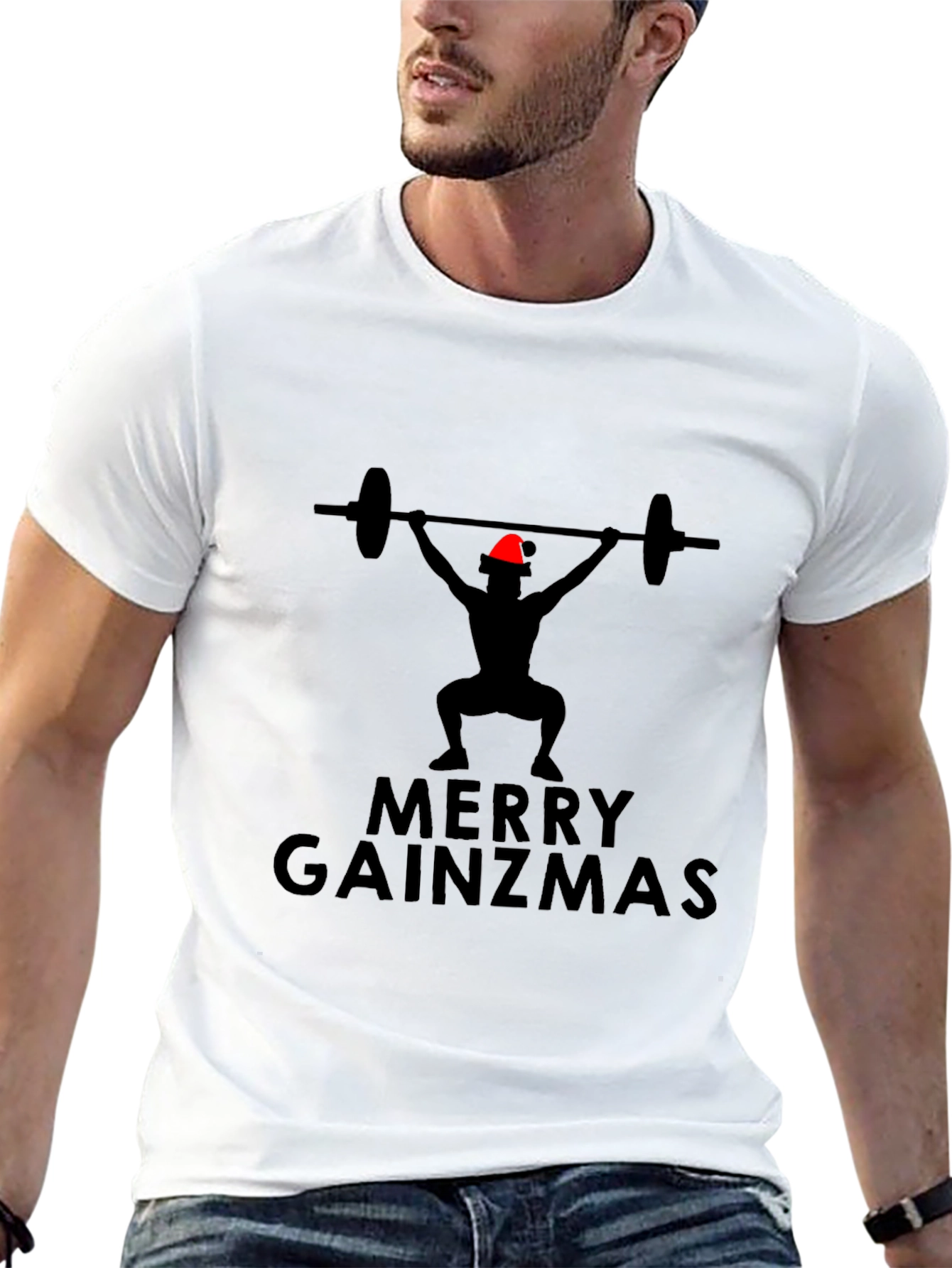 Merry Gainzmas Black T-Shirt - Gym Holiday Apparel