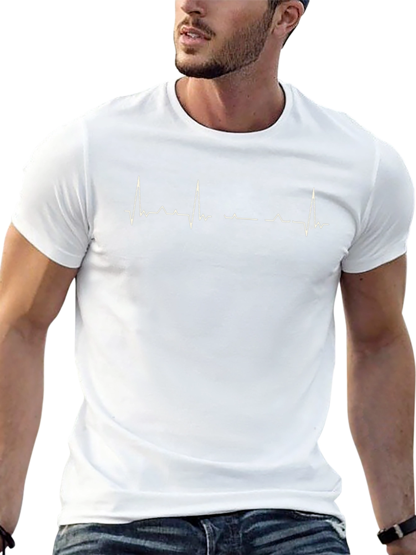 Heartbeat Lifeline Graphic Tee - Black Crew Neck