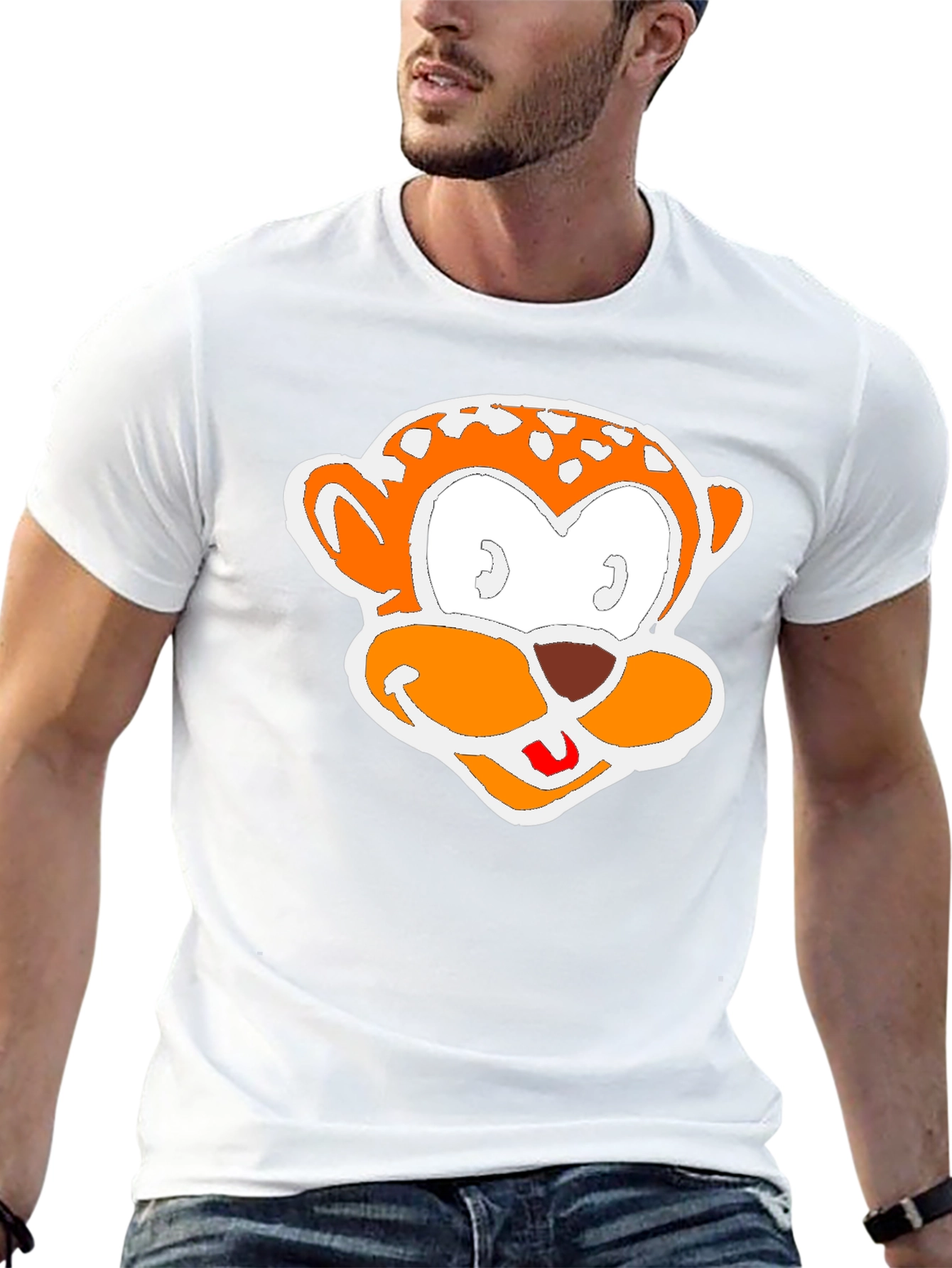 Cartoon Monkey Graphic Black T-Shirt