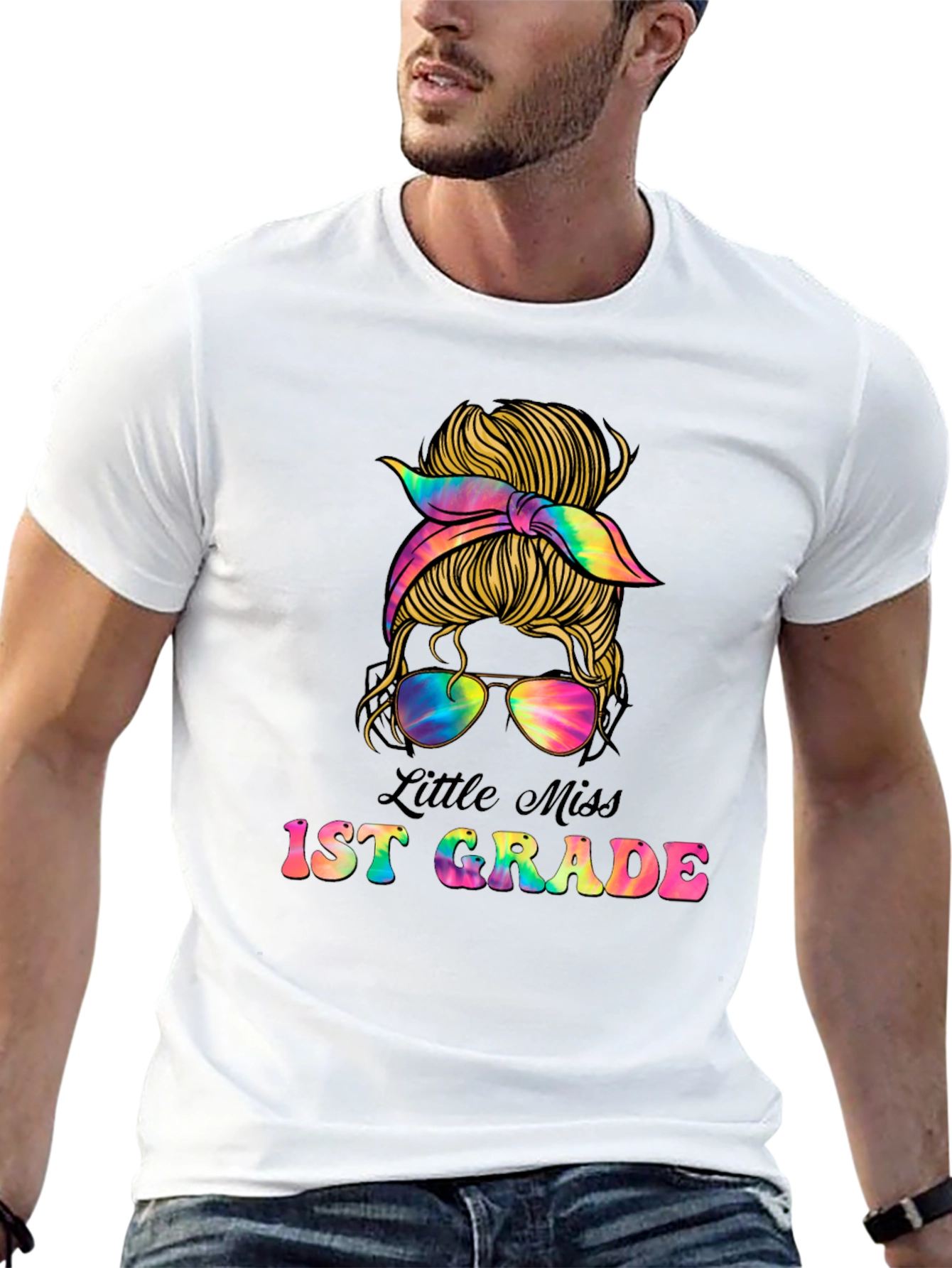 Little Miss 1st Grade Messy Bun T-Shirt