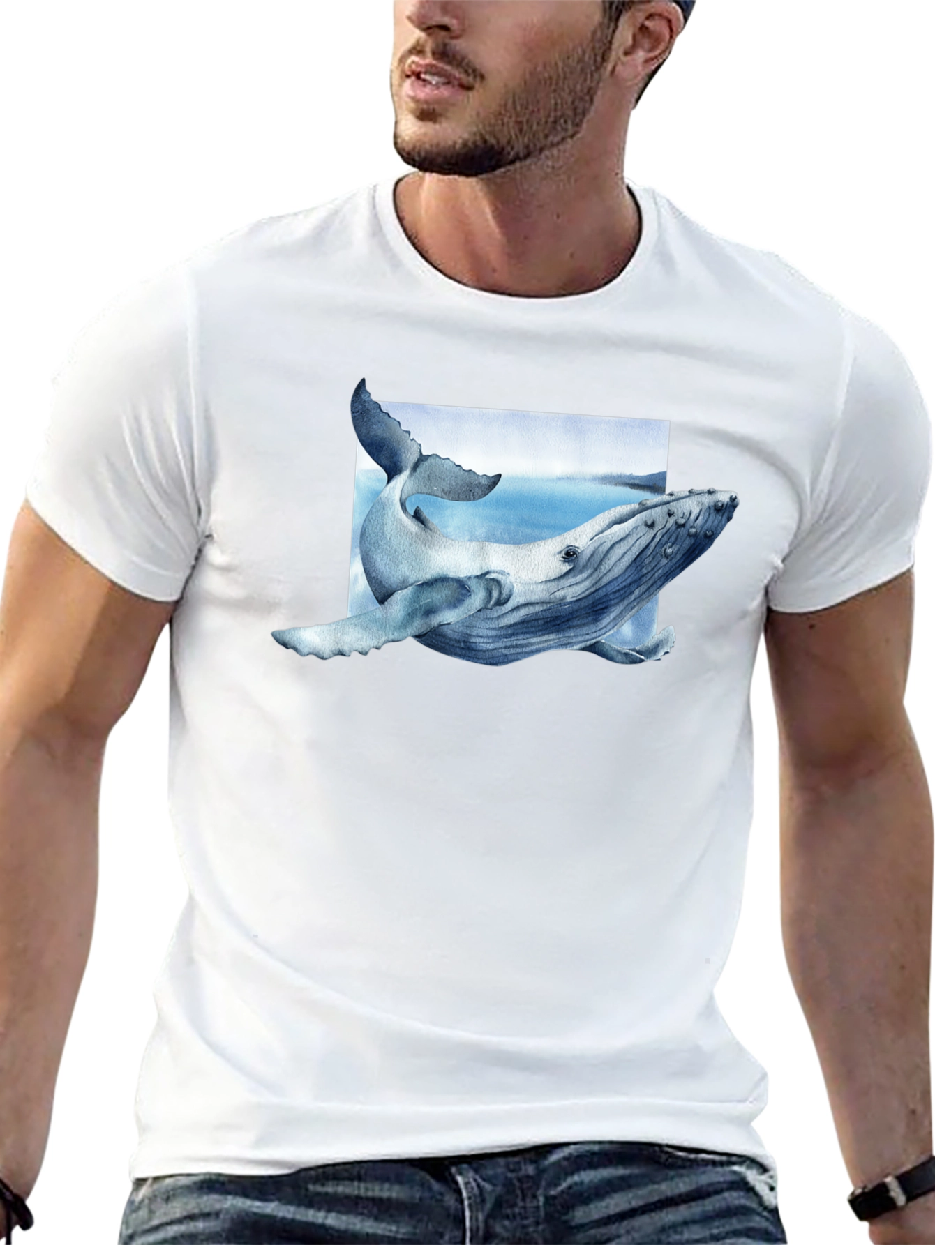 Whale Graphic Tee - Aquatic Art Shirt