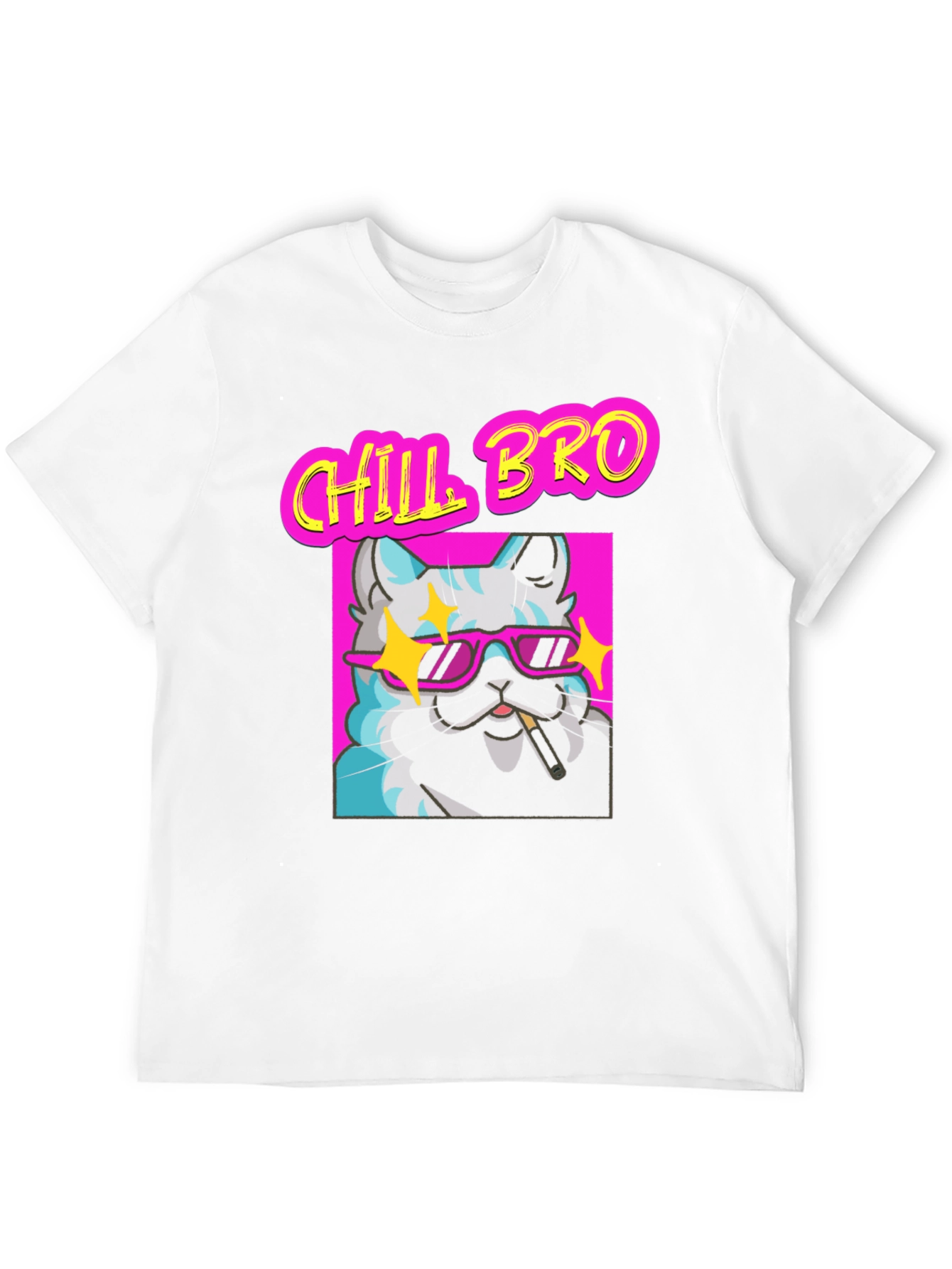 Chill Bro Cat Graphic T-Shirt - Relaxed Fit