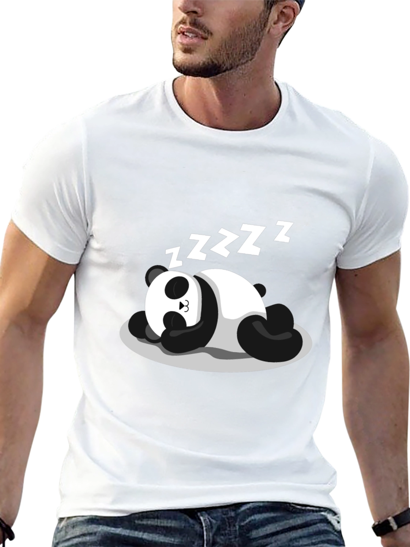 Sleeping Panda Graphic Tee - Black Cotton Comfort
