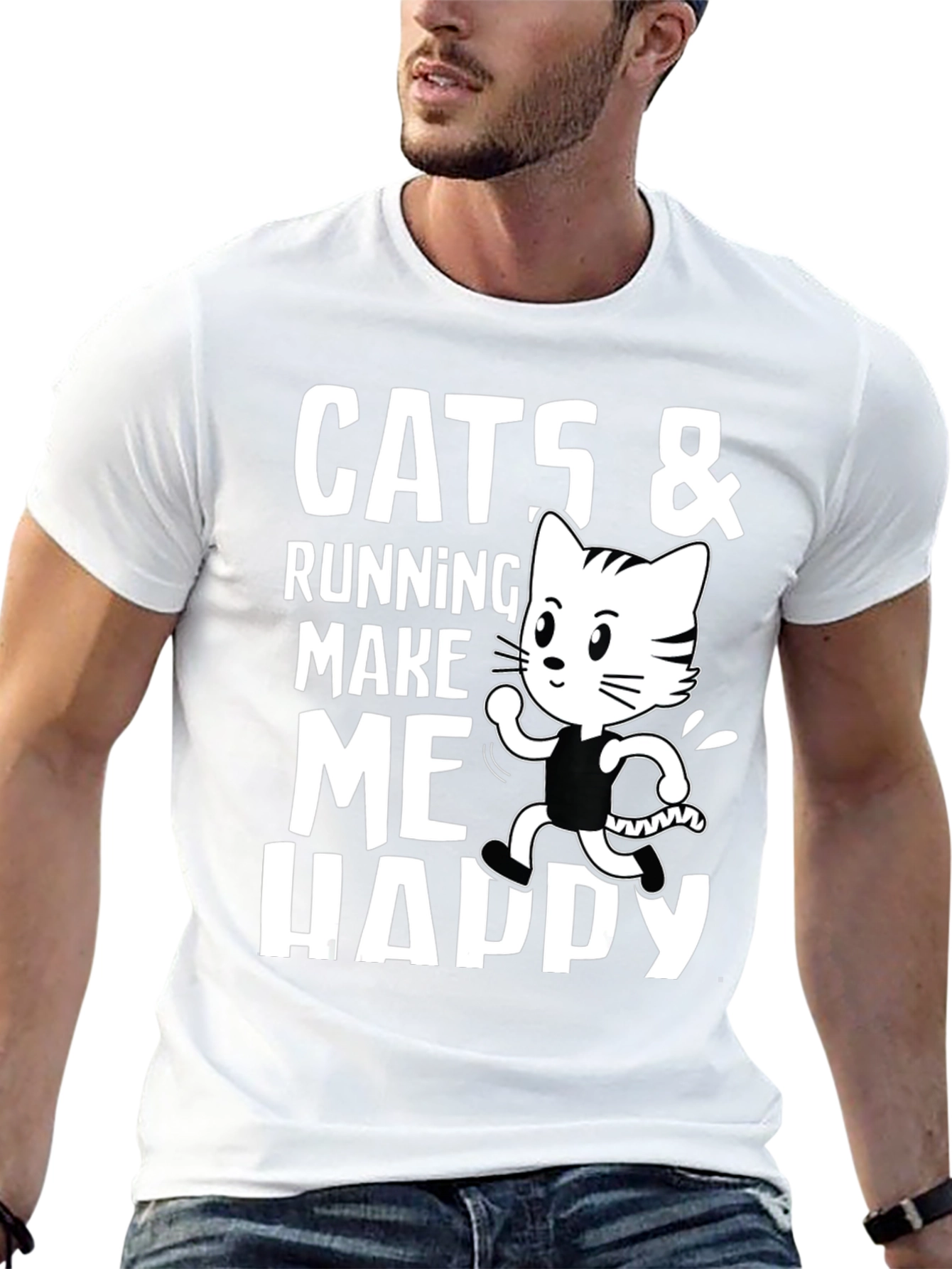 Cats & Running Make Me Happy T-Shirt