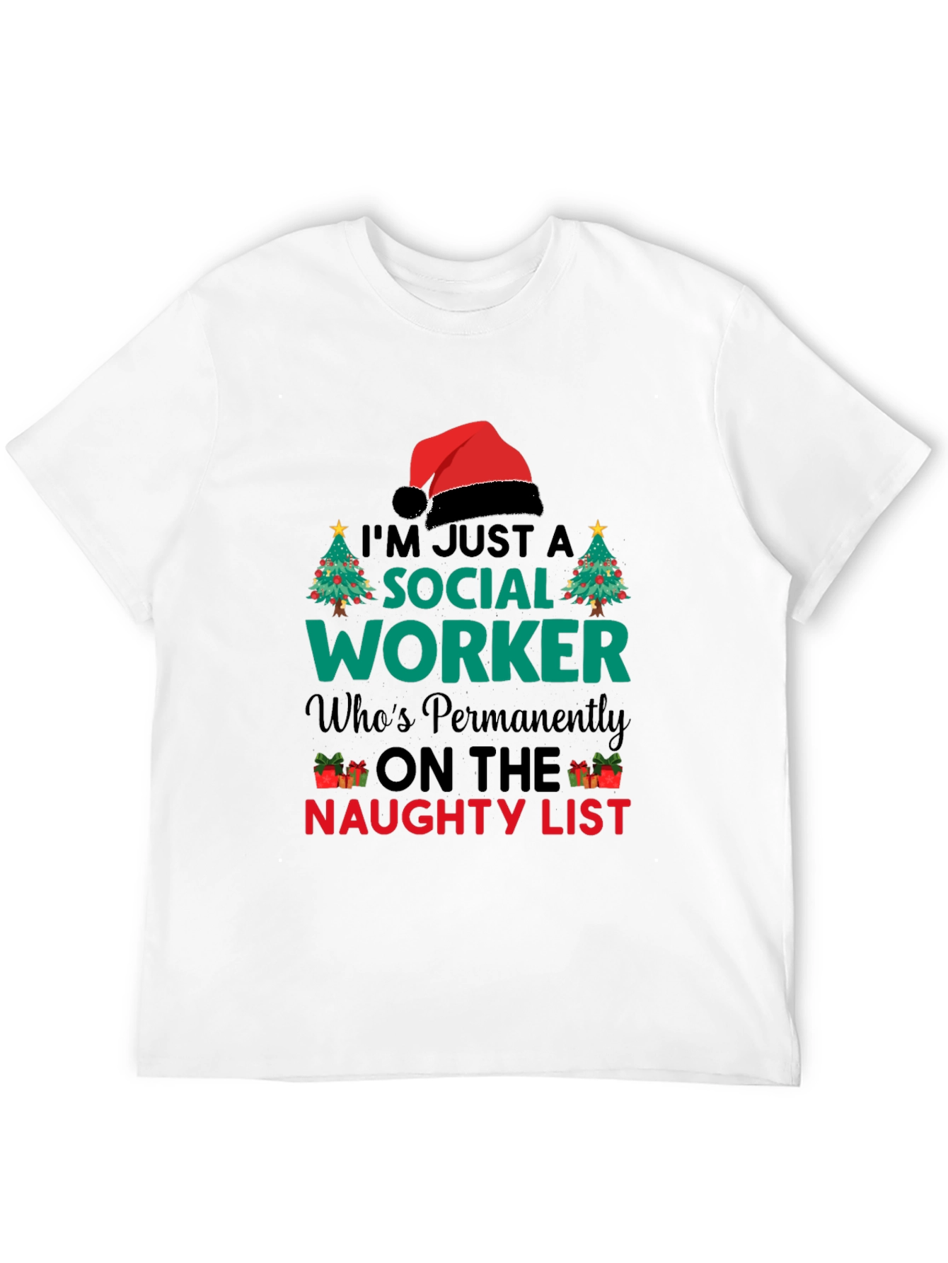 Social Worker Naughty List Christmas T-Shirt