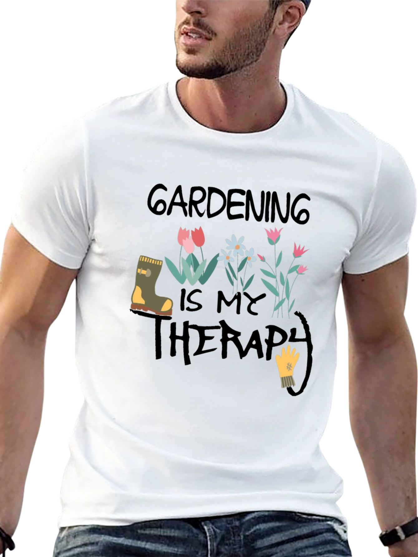 Gardening Therapy Black T-Shirt