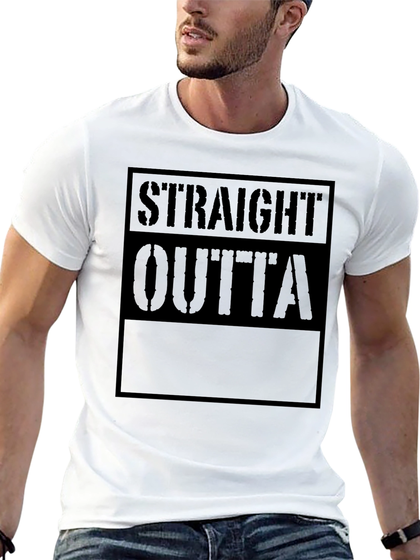 Straight Outta T-Shirt - Black Crew Neck Tee