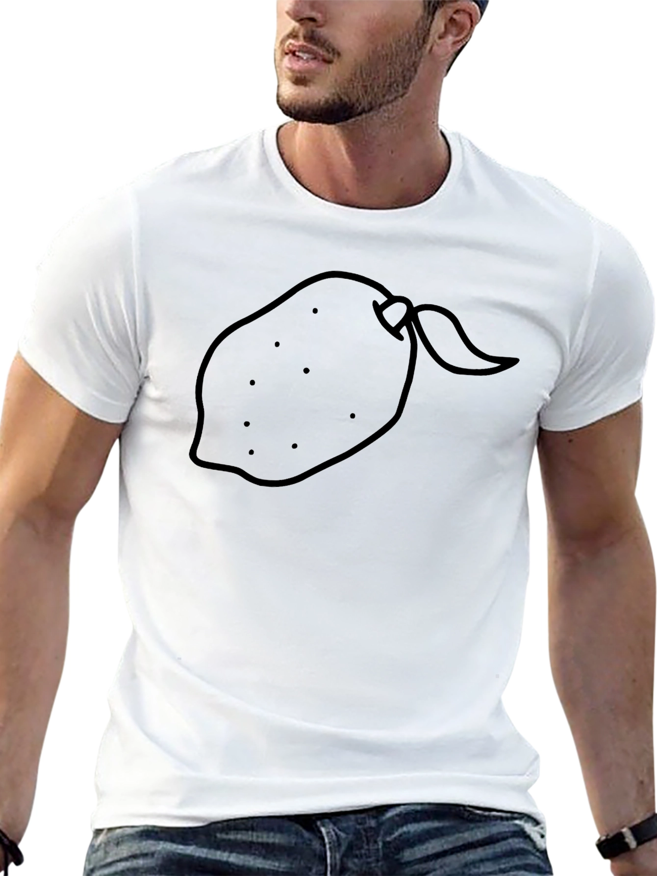 Black T-Shirt with Lemon Graphic Print