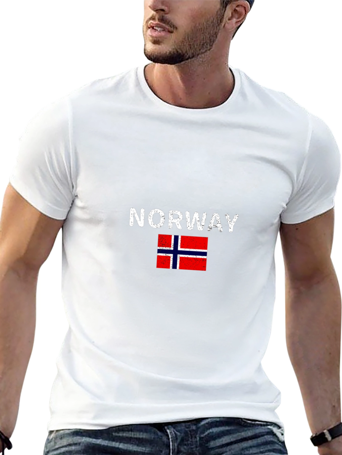 Norway Flag Graphic T-Shirt - Black Casual Wear
