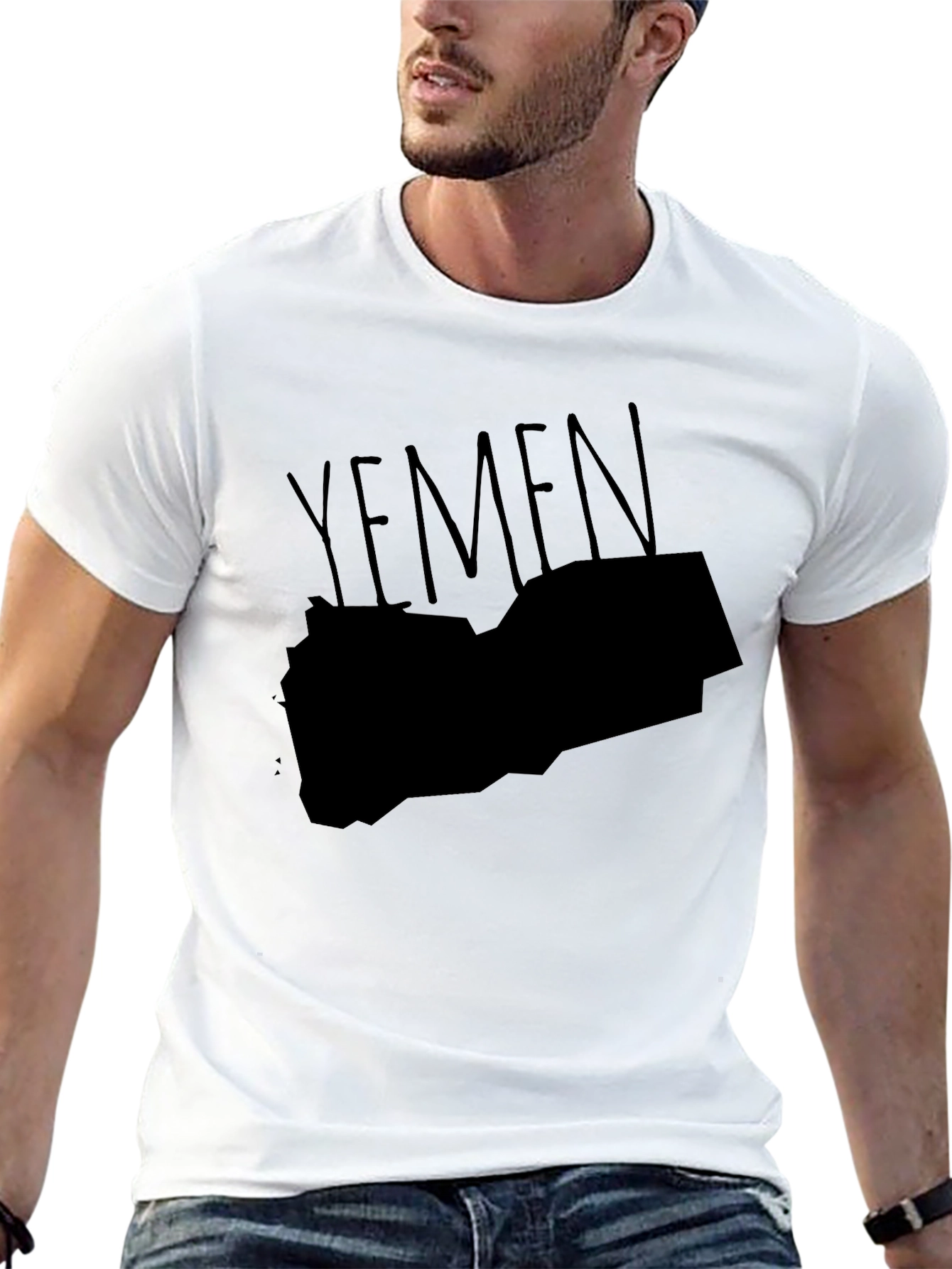 Yemen Map Graphic Tee - Black Cotton T-Shirt