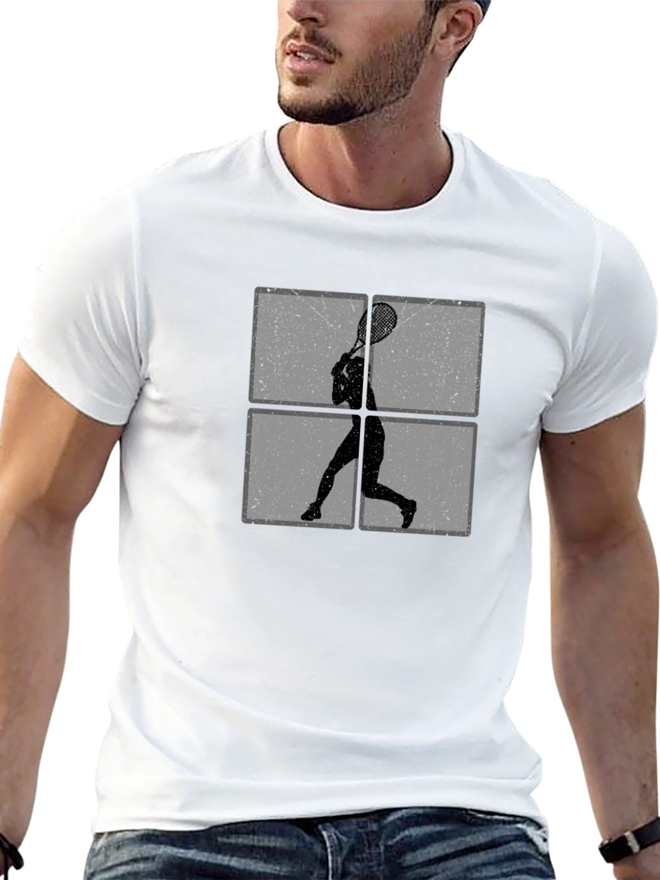 Tennis Player Silhouette Graphic T-Shirt