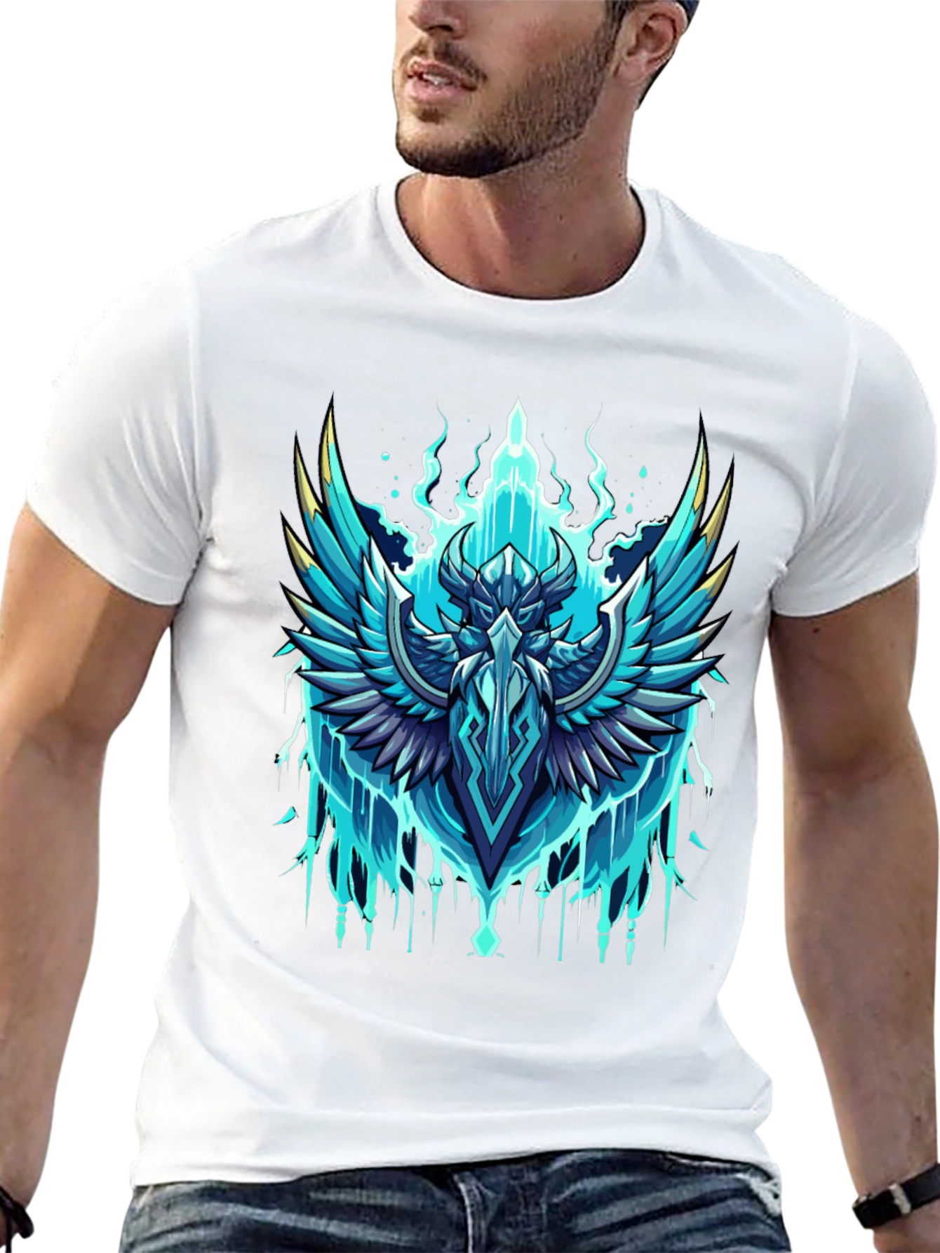 Epic Winged Crest Graphic Tee - Black Cotton