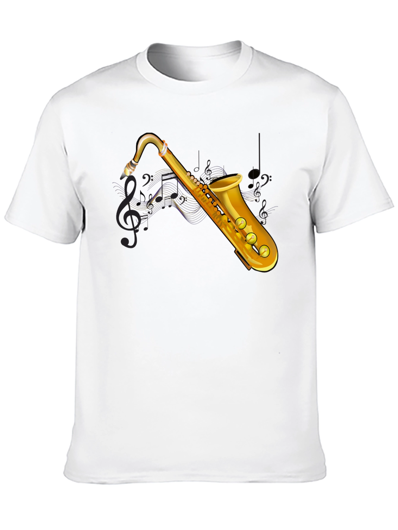 Saxophone Graphic Tee - Black Cotton T-Shirt