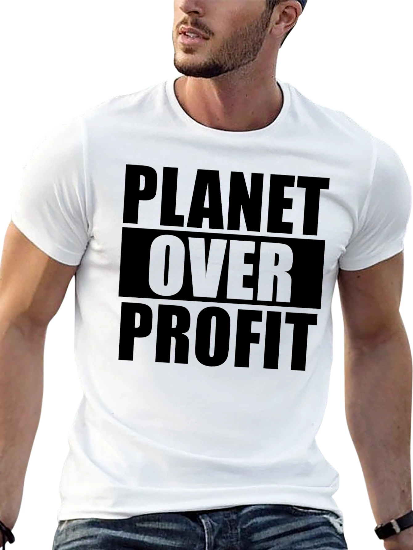 Planet Over Profit Graphic T-Shirt - Eco-Friendly Statement Tee