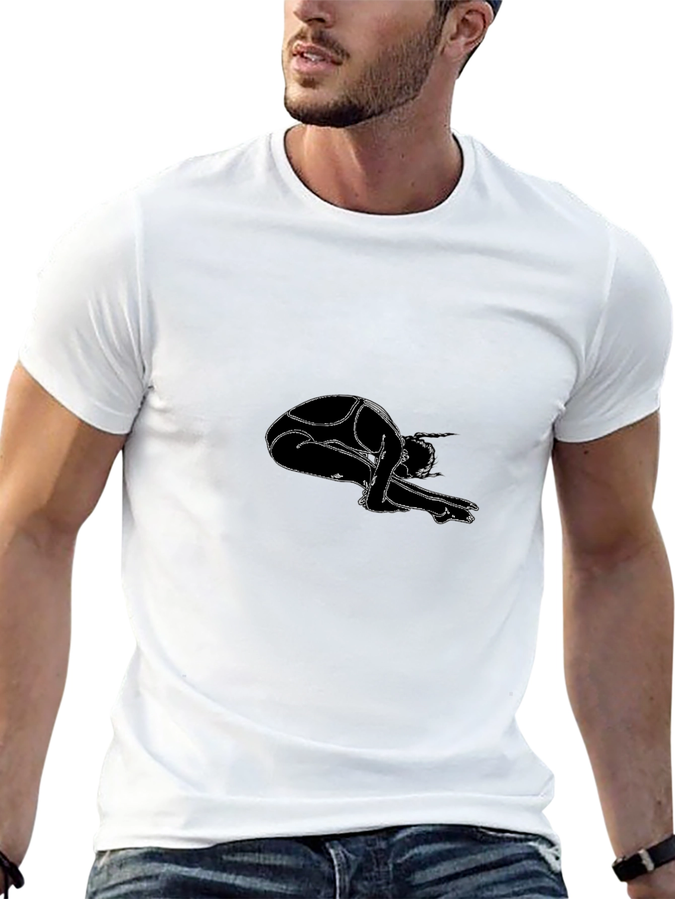 Yoga Pose Graphic Tee - Black Cotton Blend