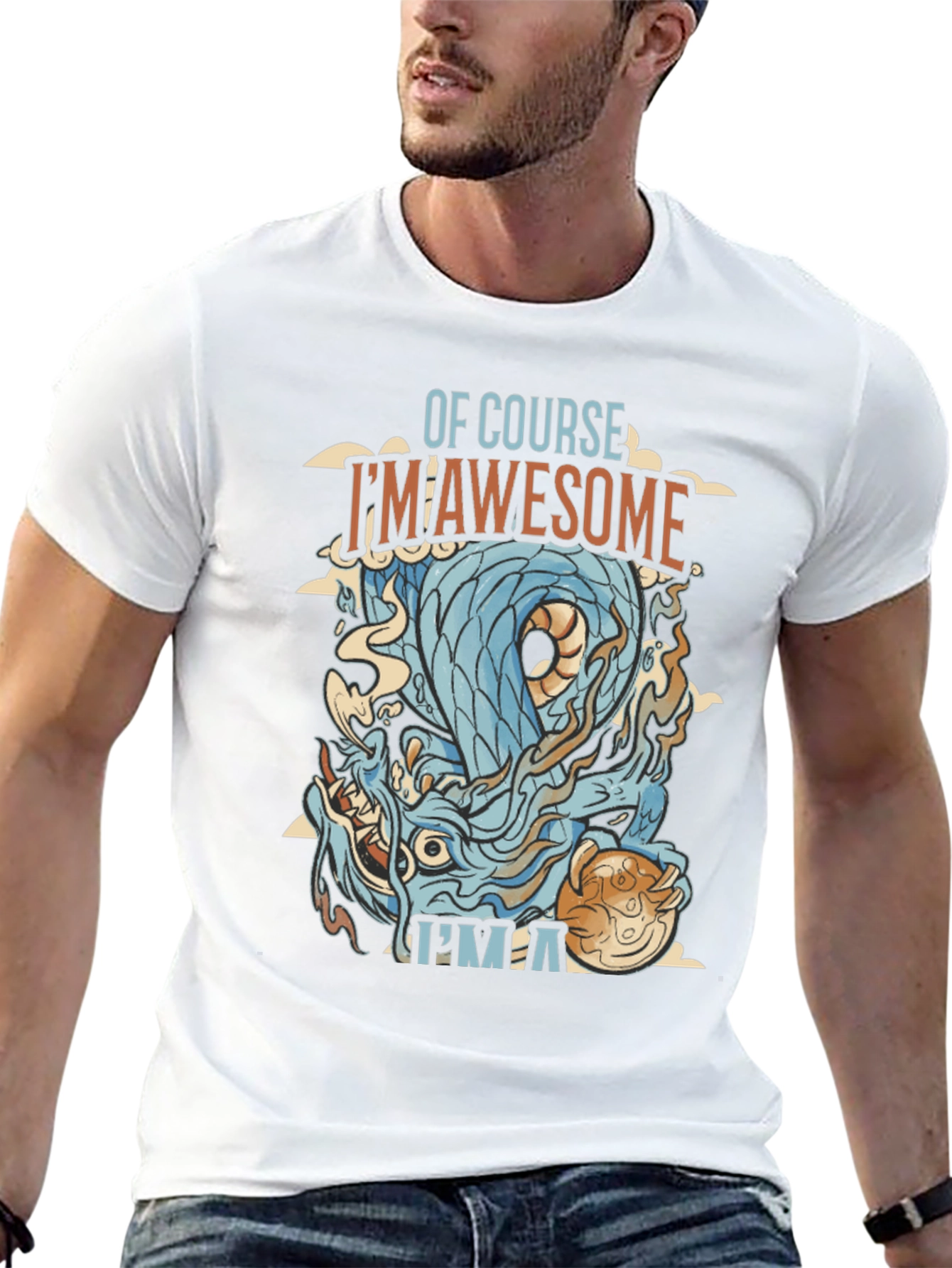 Awesome Dragon Graphic Tee - Mens Black T-Shirt