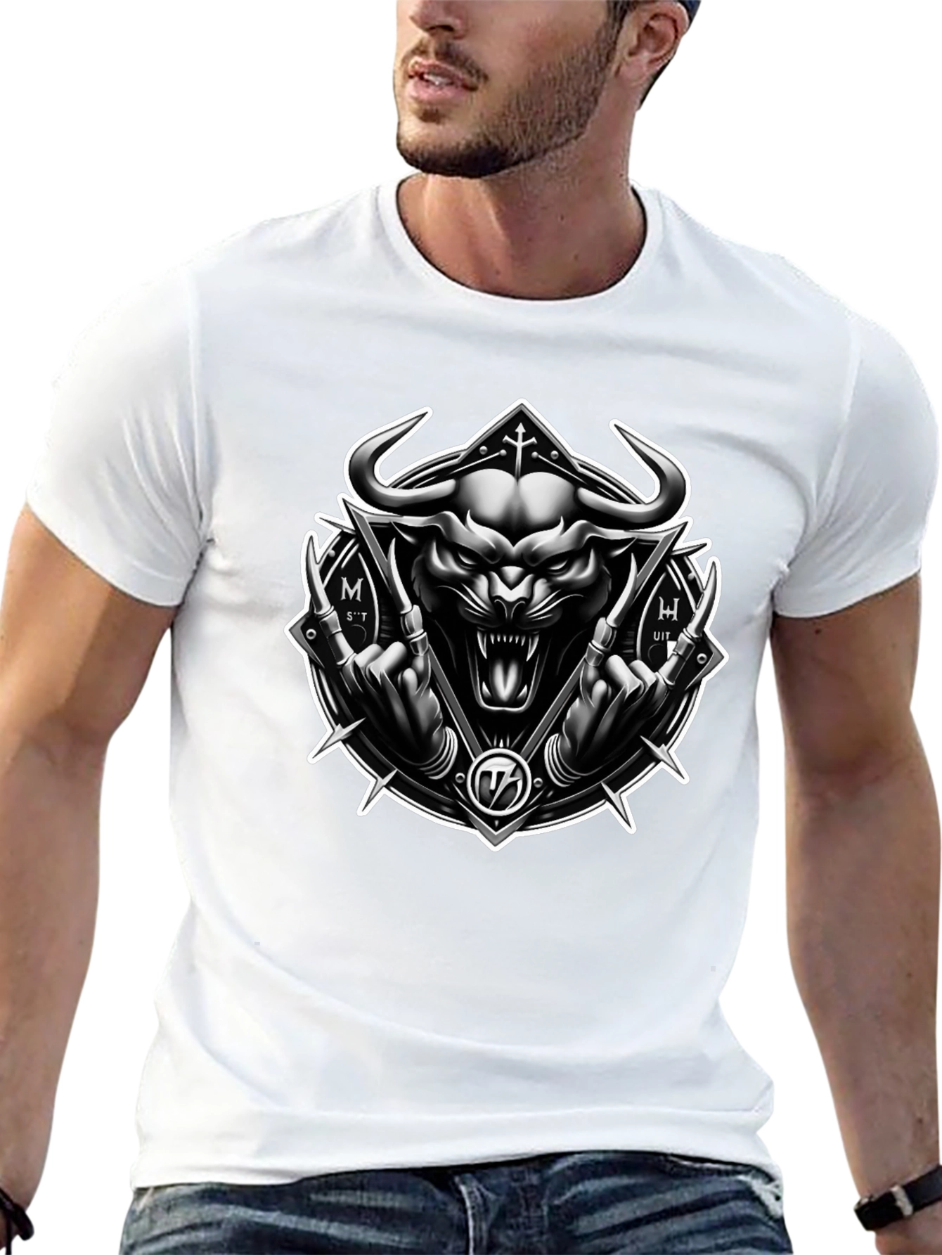 Dark Bull Graphic Tee - Black Metal Style Shirt