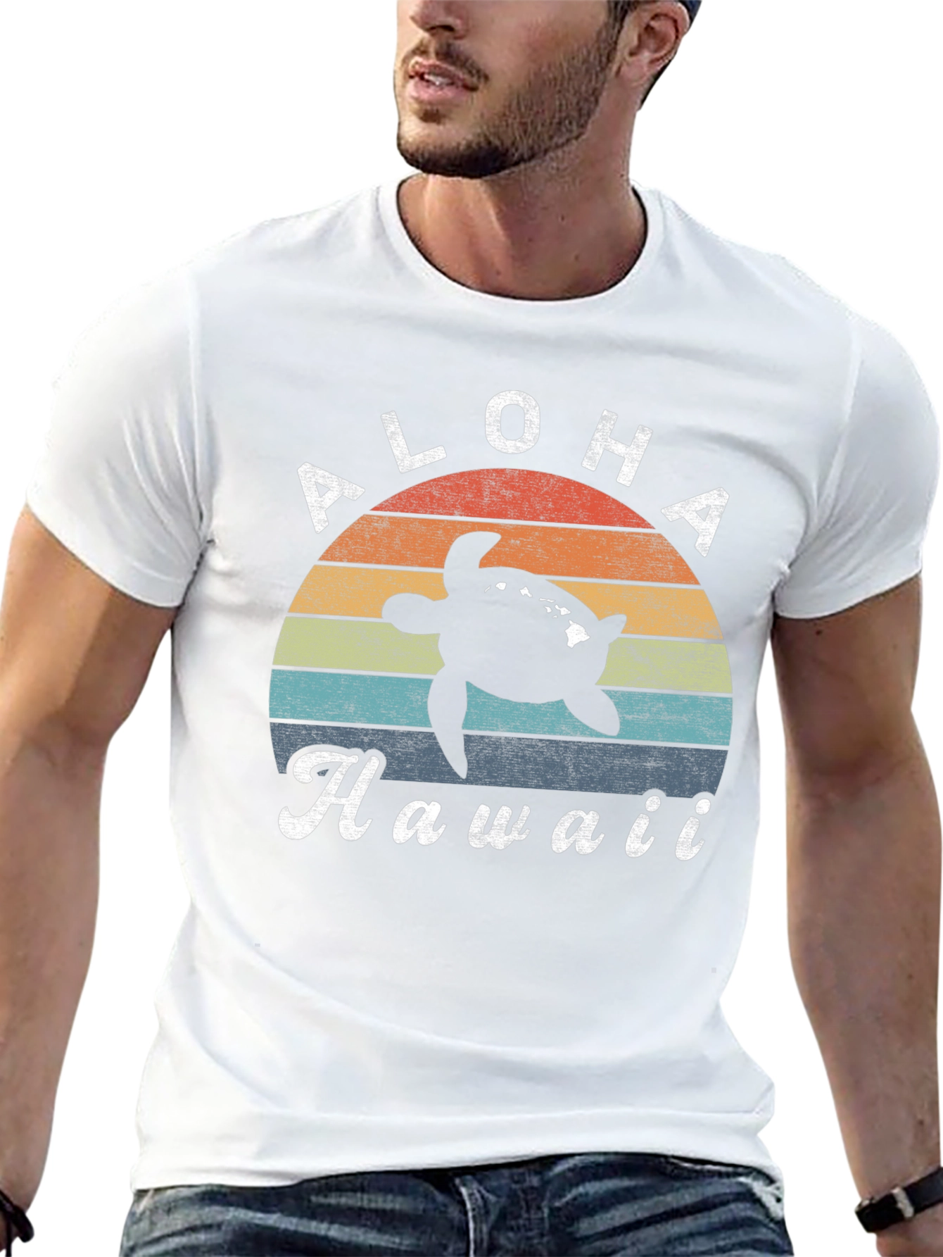 Aloha Hawaii Turtle Sunset Graphic Tee