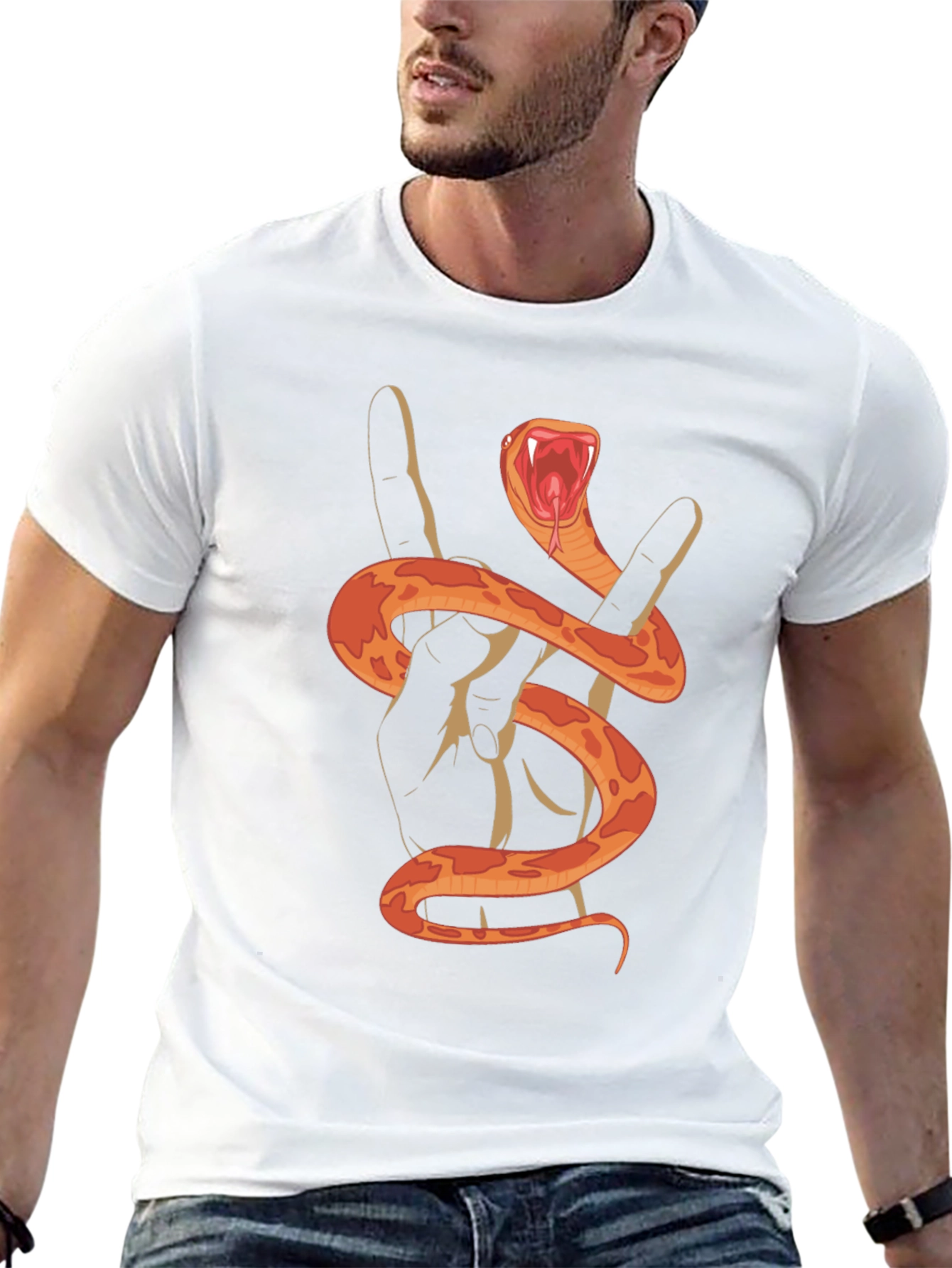 Rock On Snake Graphic Tee - Black