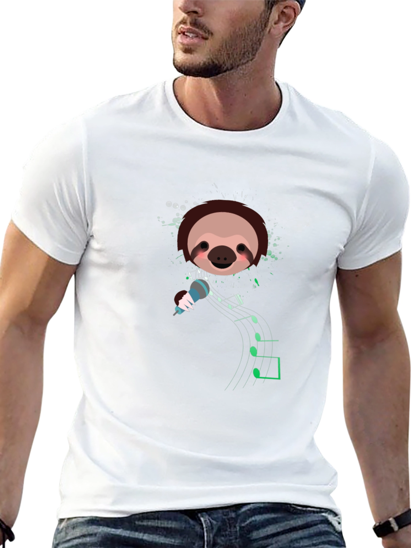 Singing Sloth Graphic T-Shirt - Black