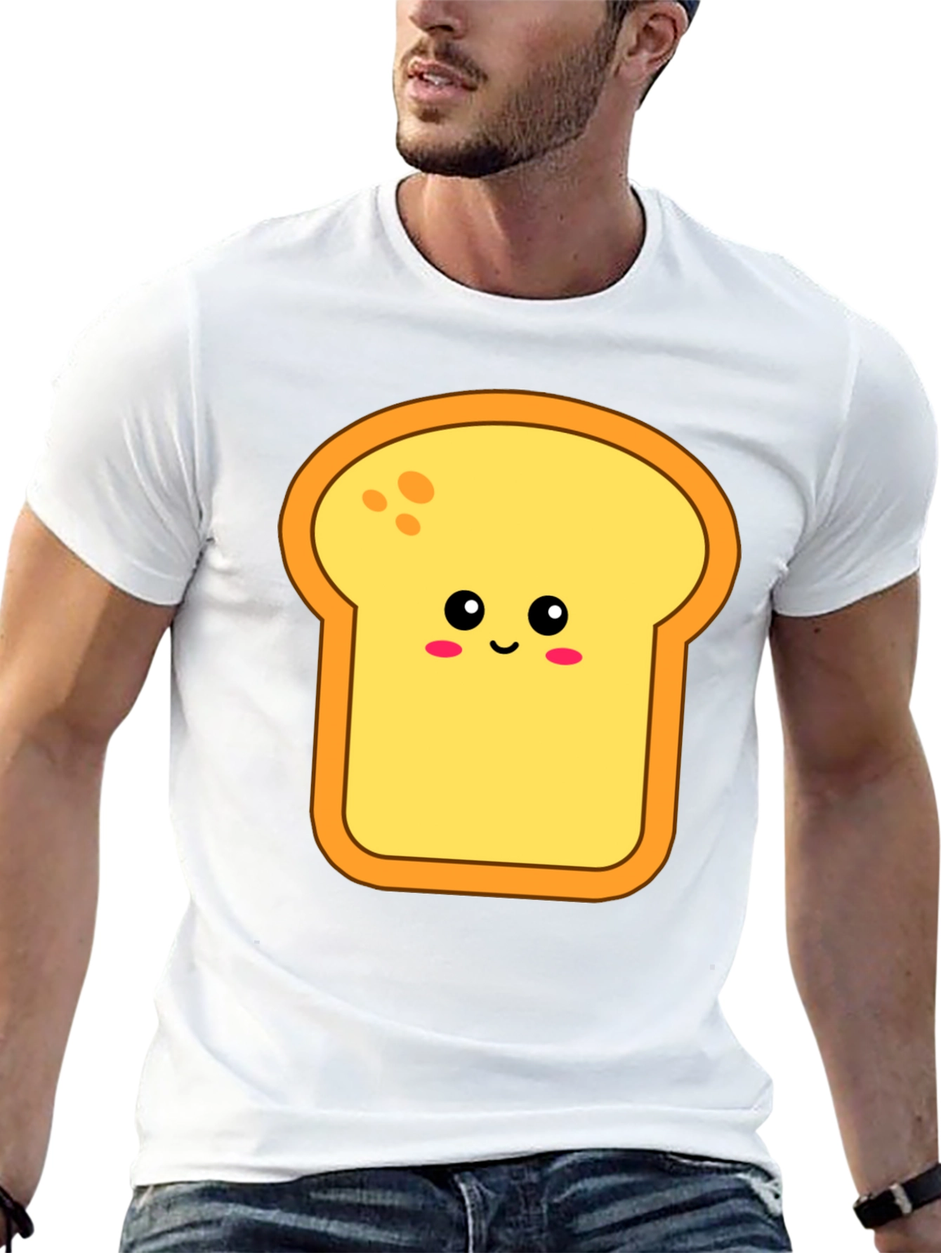 Cute Toast Graphic Tee - Black Cotton Shirt
