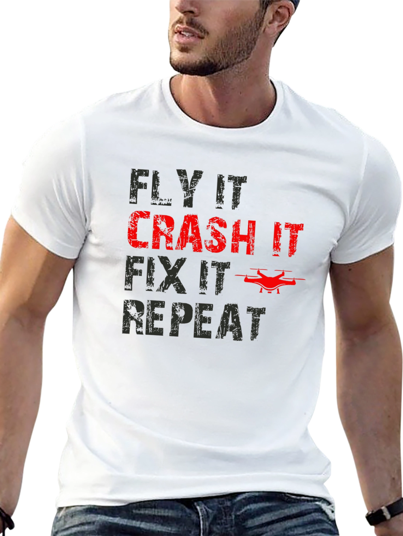 Fly Crash Fix Repeat Drone T-Shirt