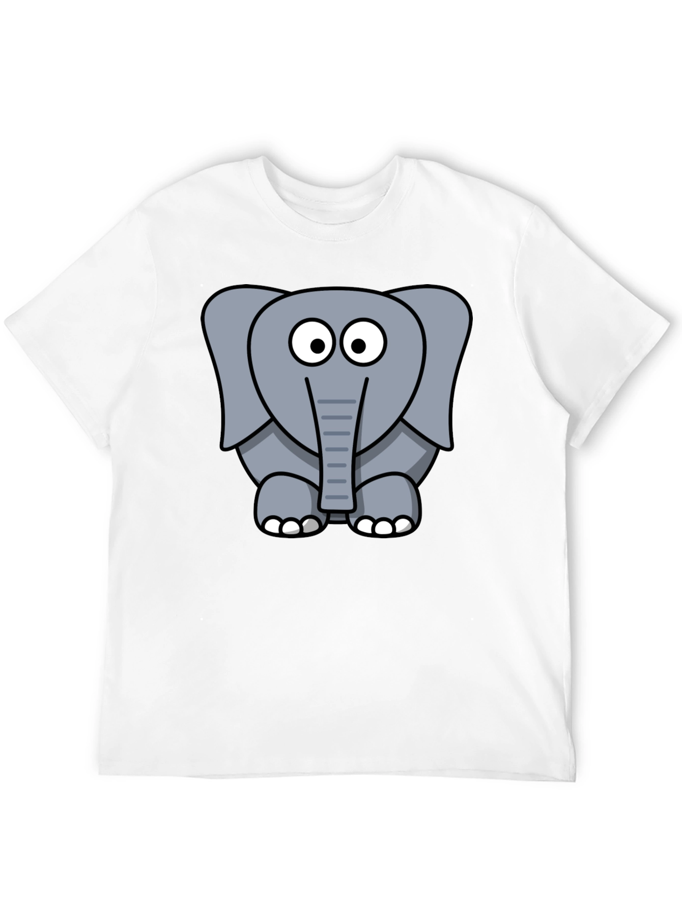 Cute Elephant Graphic Print Black T-Shirt