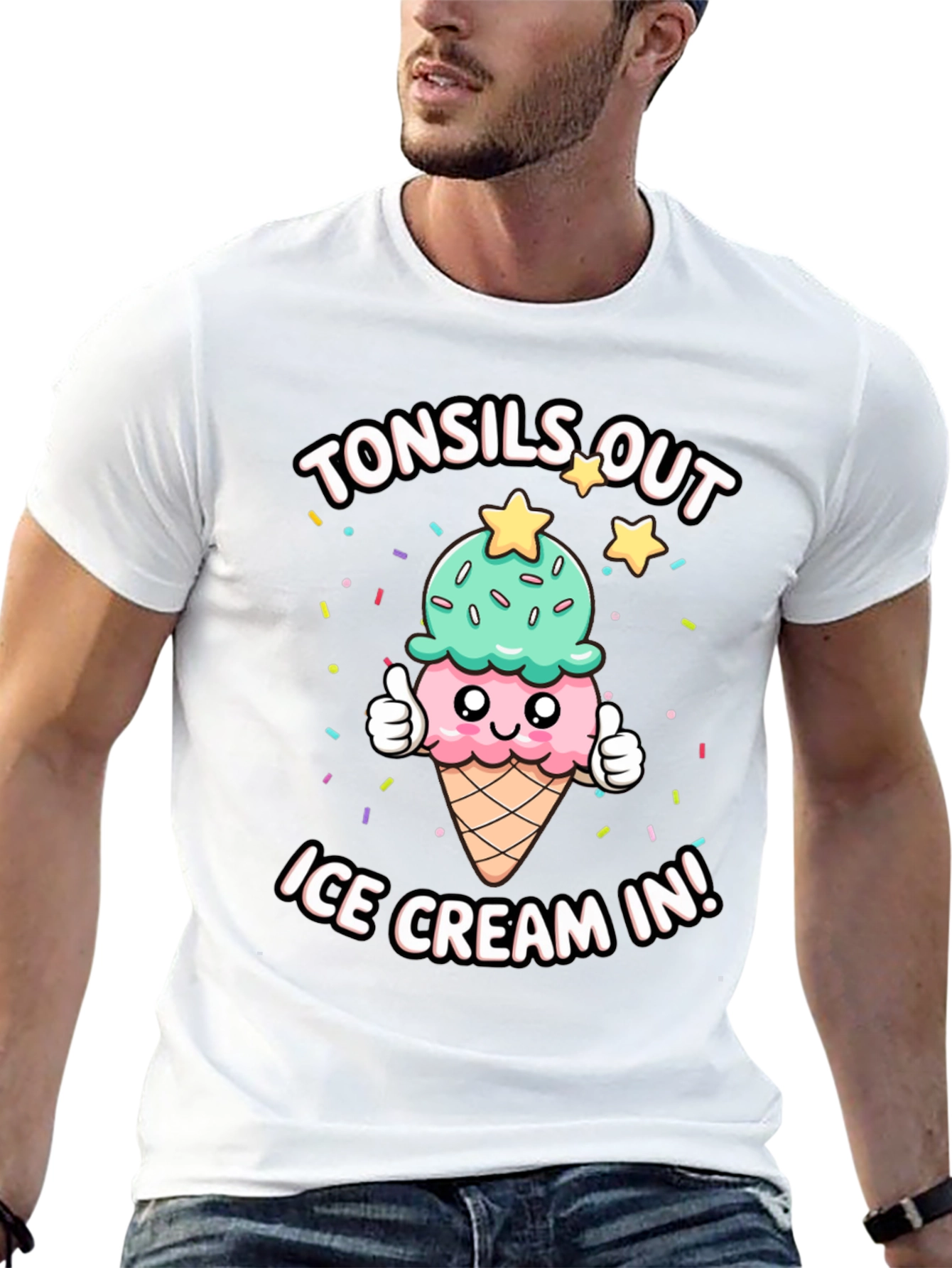Tonsils Out Ice Cream In Black T-Shirt
