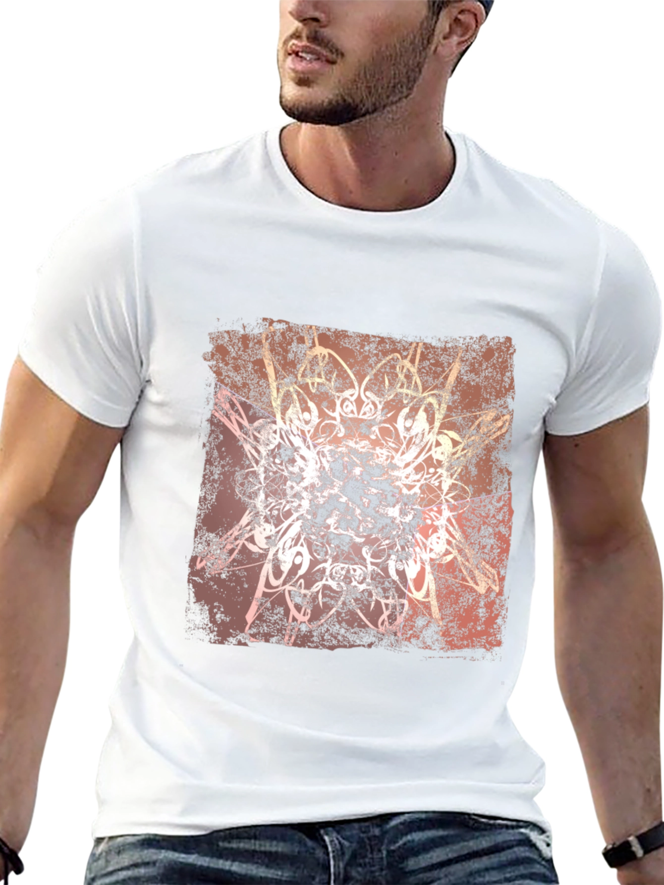 Abstract Graphic Tee - Black Cotton Blend