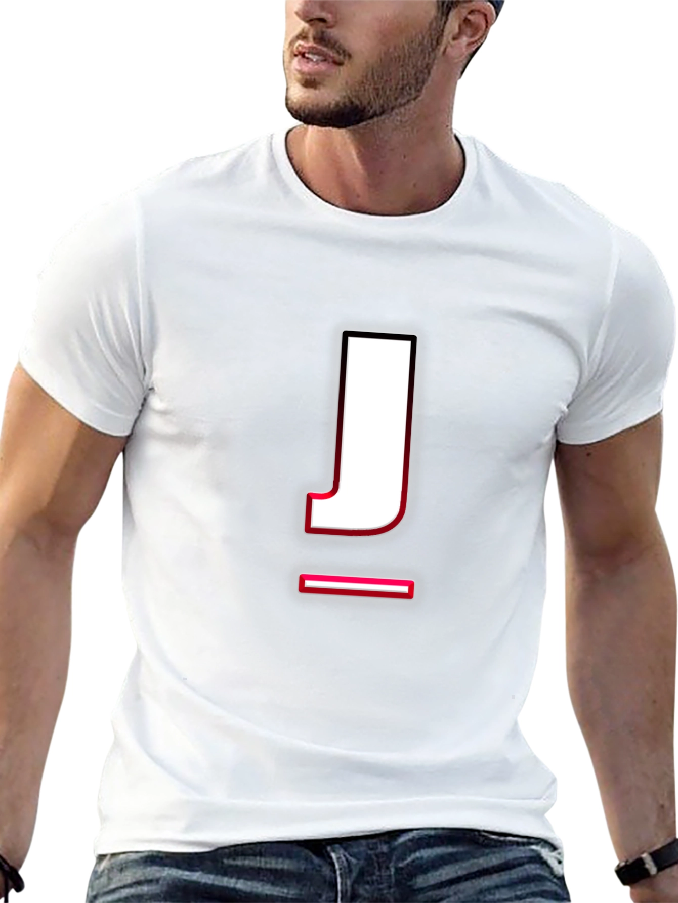 Letter J Graphic T-Shirt - Casual Cotton Tee