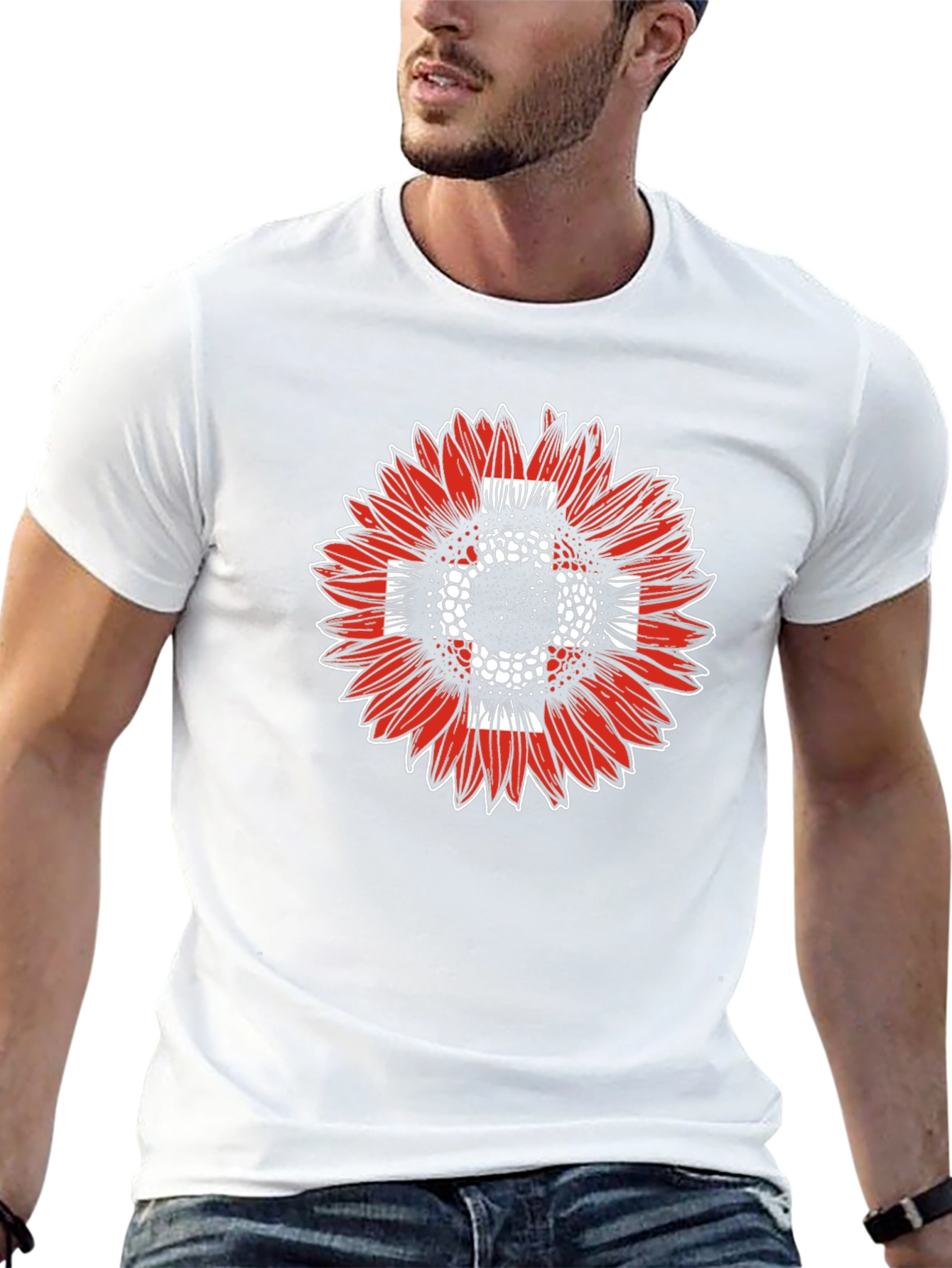 Sunflower Swiss Flag T-Shirt - Black Casual Tee