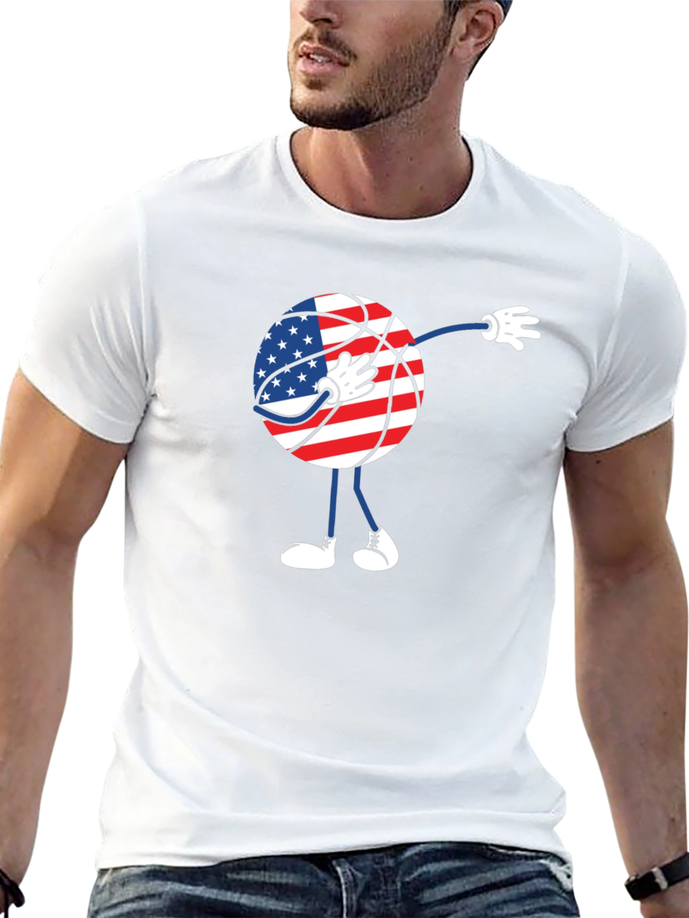 Dabbing American Flag Basketball T-Shirt