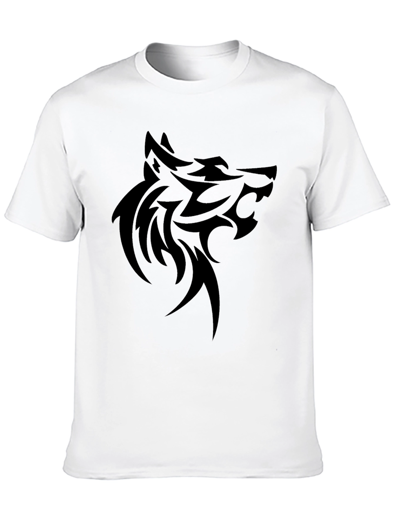 Tribal Wolf Graphic Black T-Shirt
