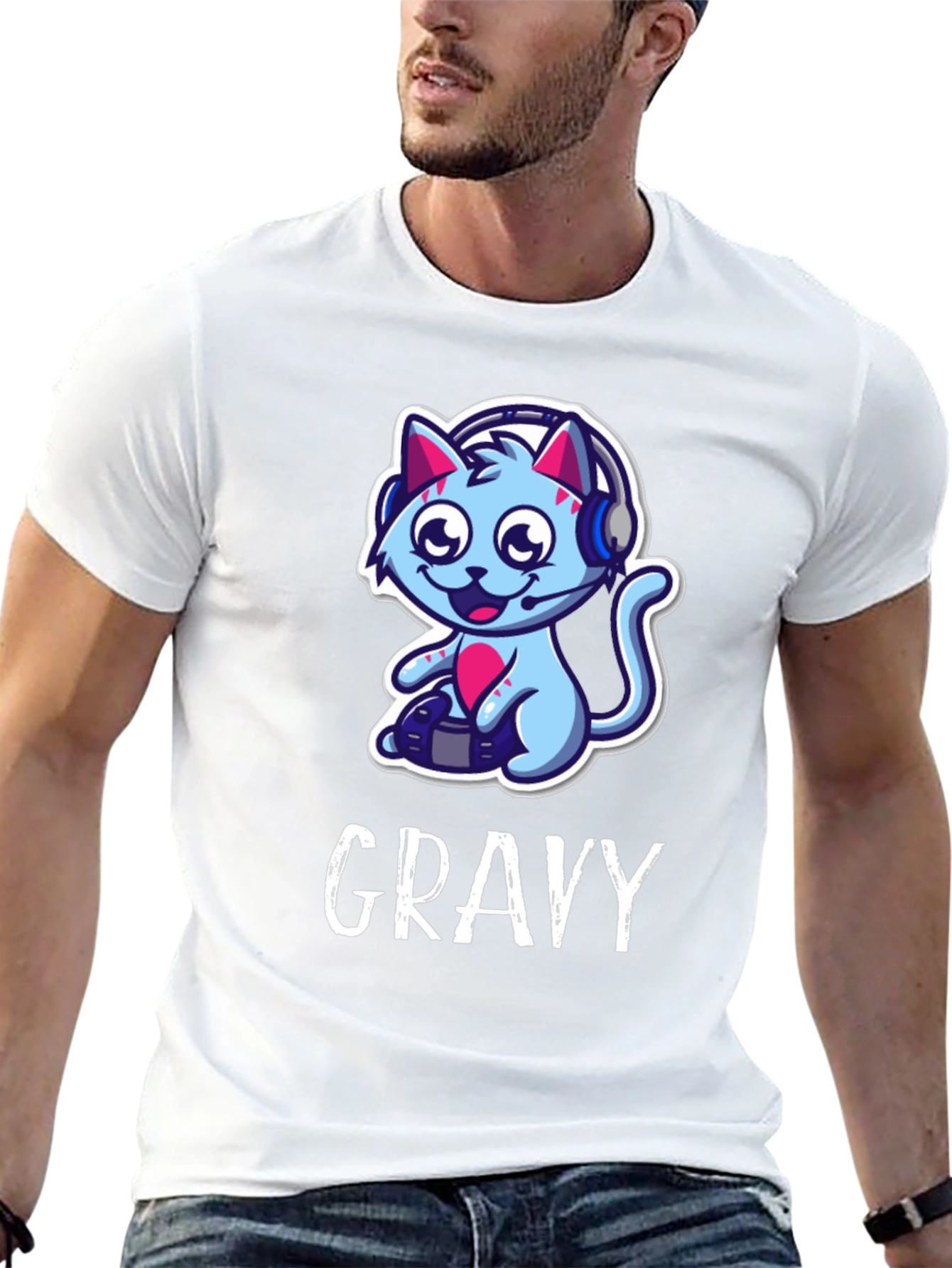 Gamer Cat Graphic Tee - Gravy T-Shirt