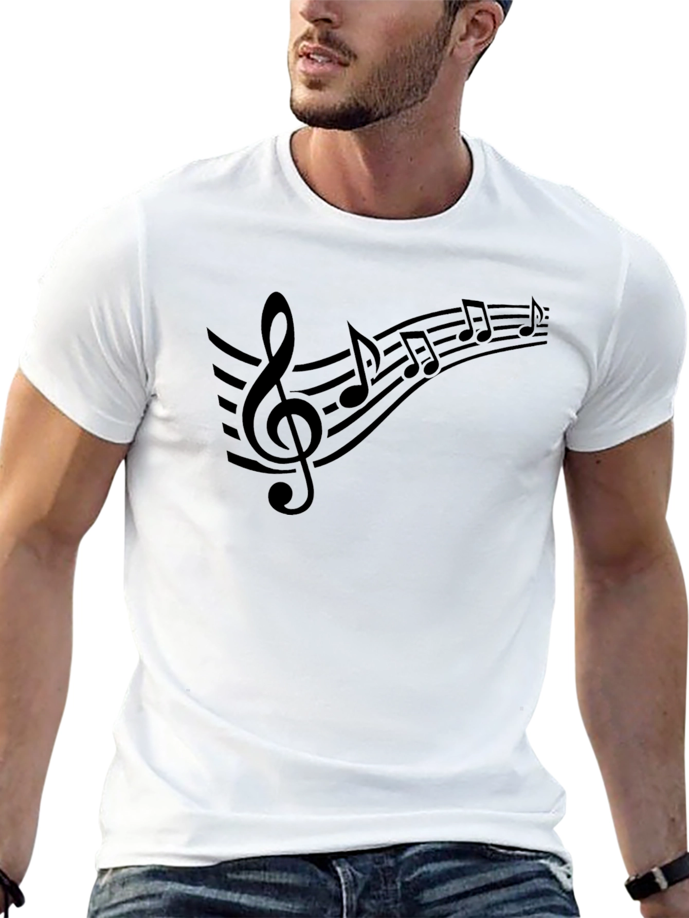 Music Notes Graphic T-Shirt - Casual Tee